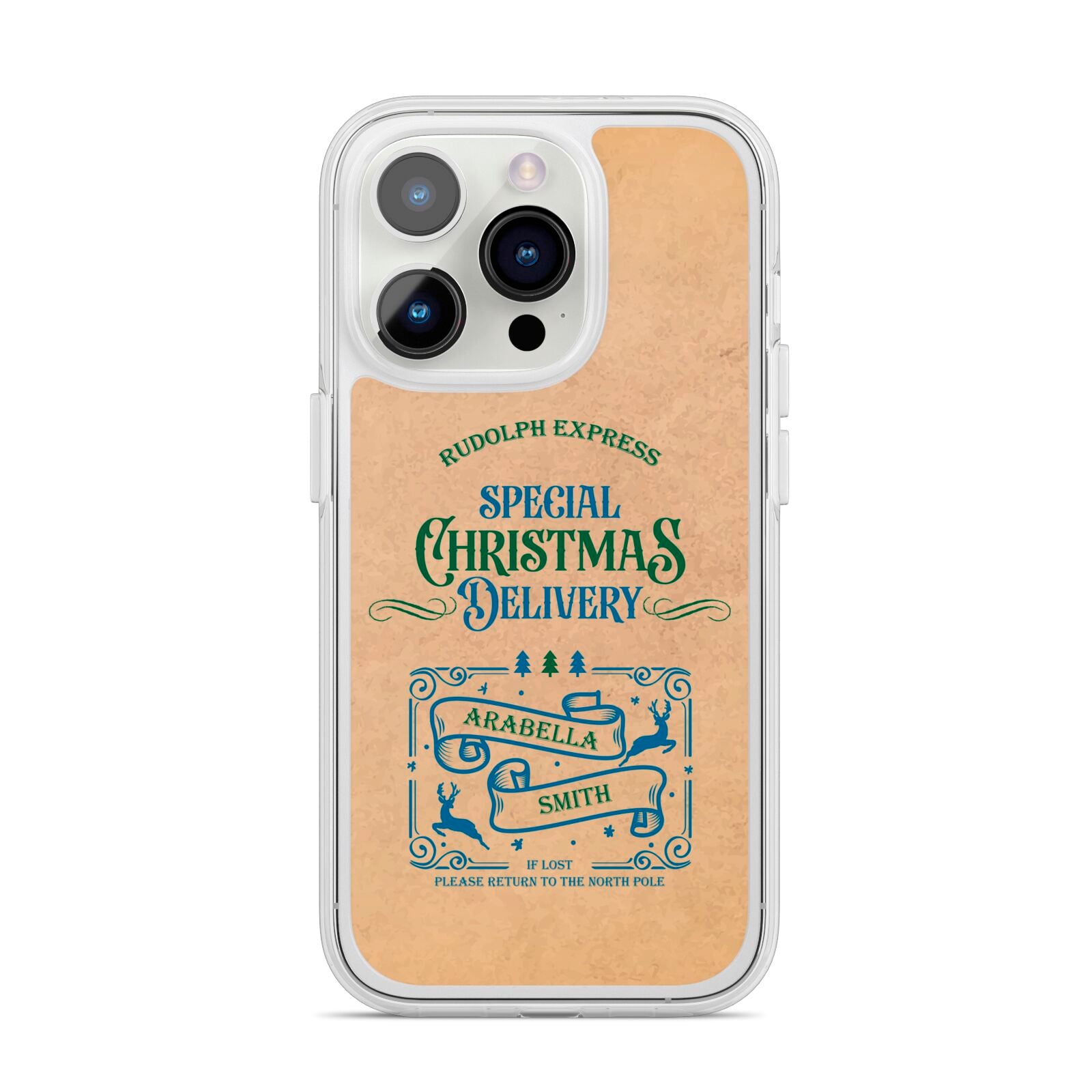 Special Christmas Delivery Personalised iPhone 14 Pro Clear Tough Case Silver