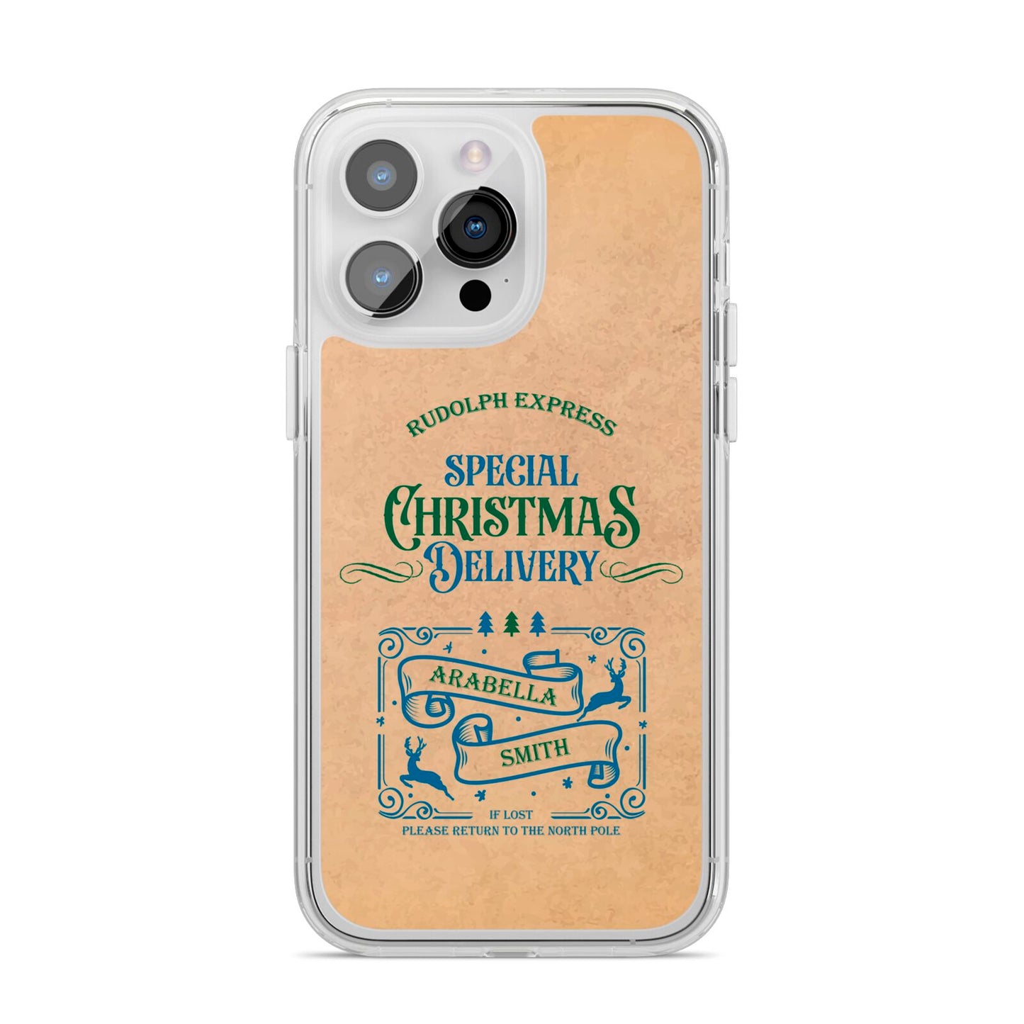 Special Christmas Delivery Personalised iPhone 14 Pro Max Clear Tough Case Silver