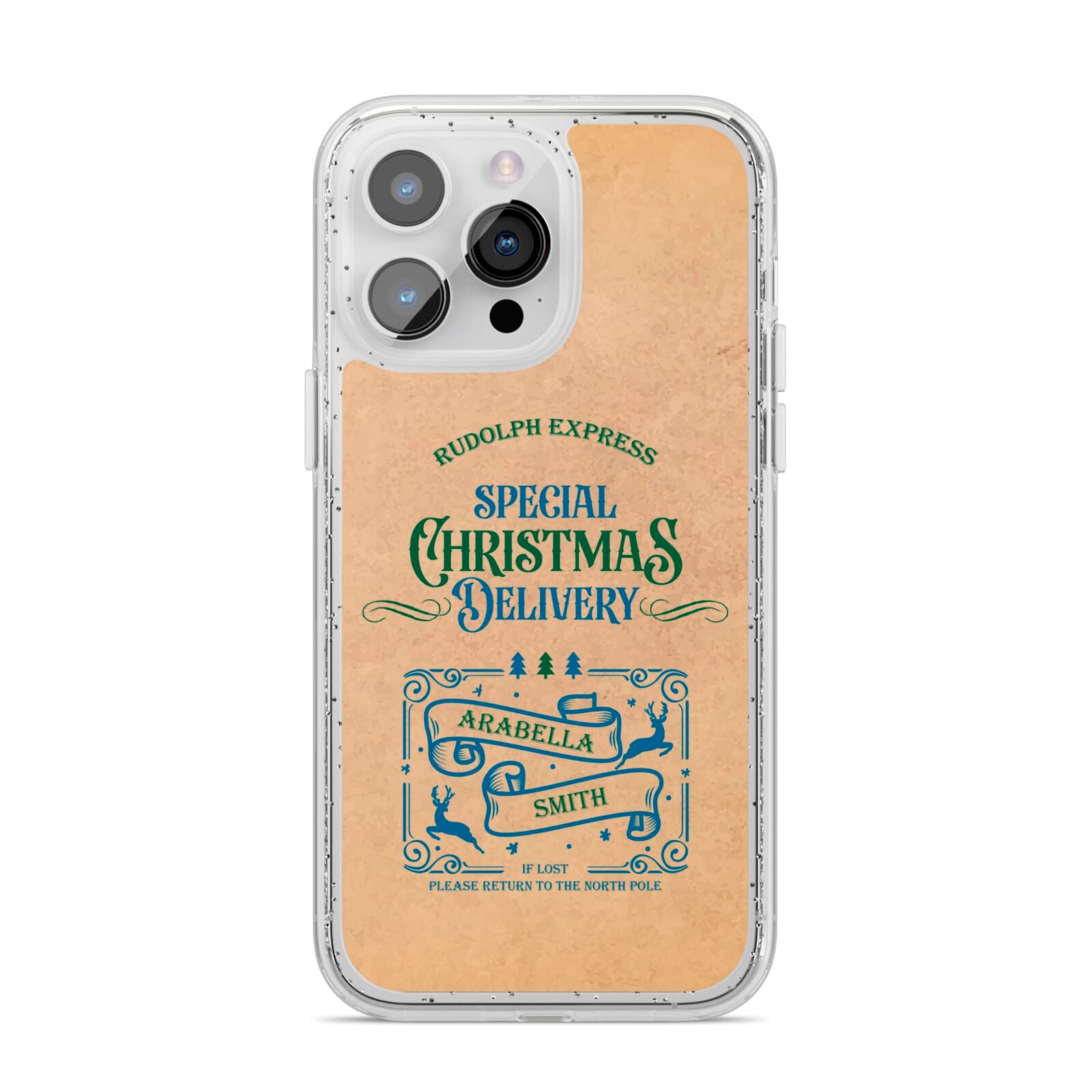 Special Christmas Delivery Personalised iPhone 14 Pro Max Glitter Tough Case Silver