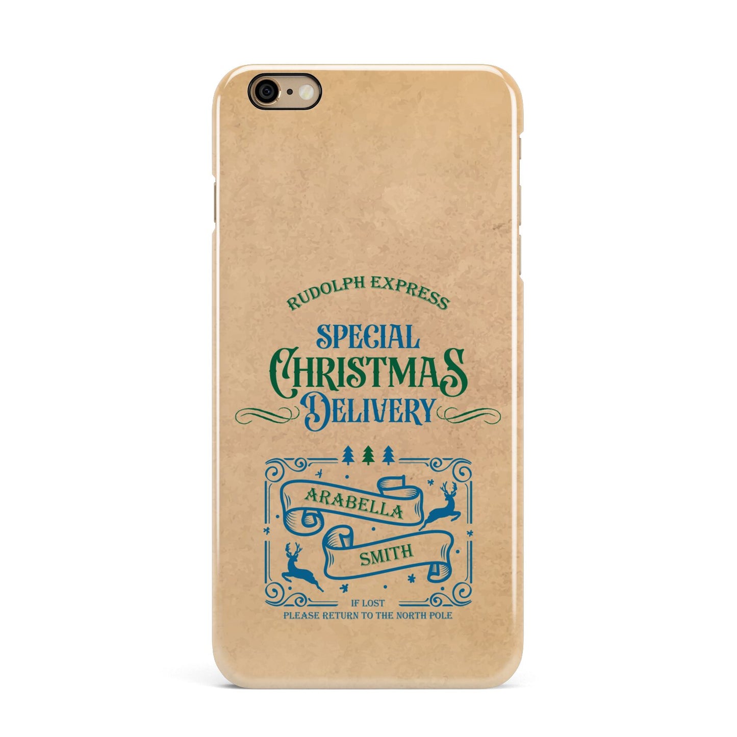 Special Christmas Delivery Personalised iPhone 6 Plus 3D Snap Case on Gold Phone