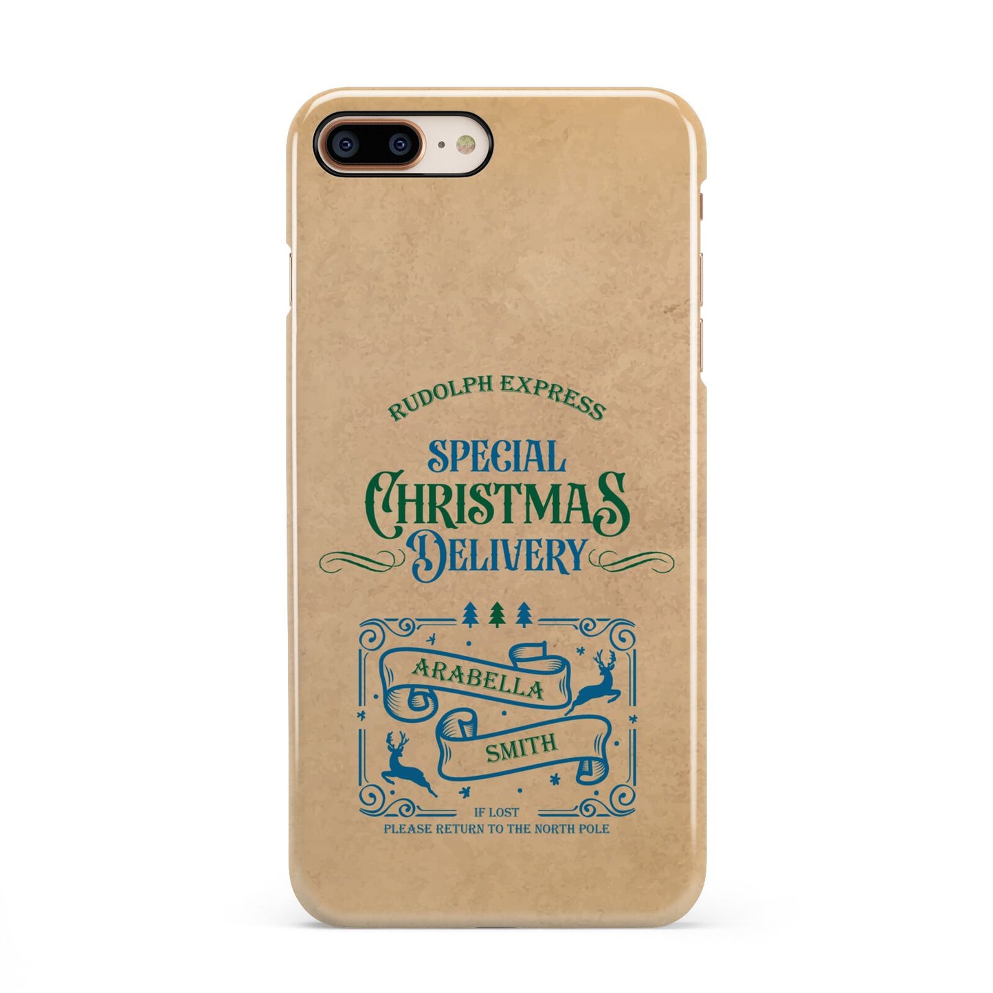 Special Christmas Delivery Personalised iPhone 8 Plus 3D Snap Case on Gold Phone