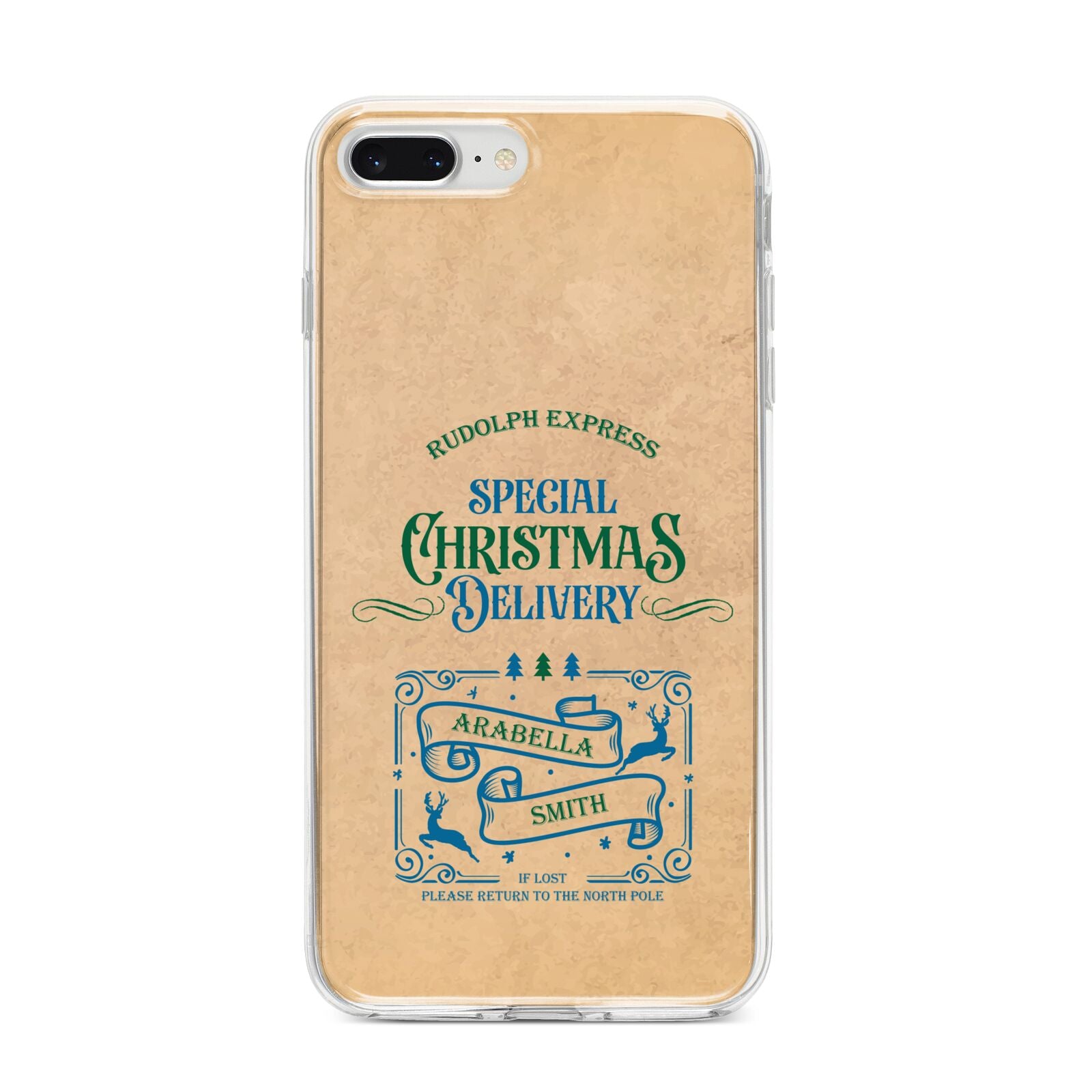 Special Christmas Delivery Personalised iPhone 8 Plus Bumper Case on Silver iPhone