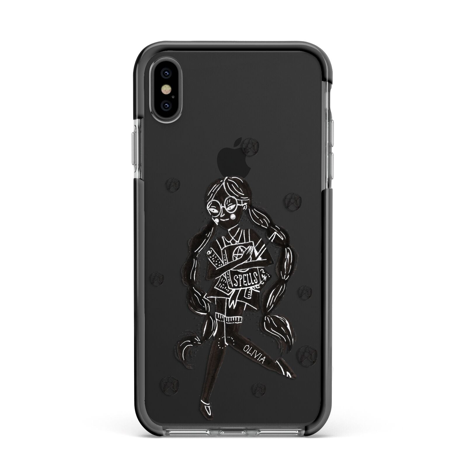 Spells Girl Halloween Personalised Apple iPhone Xs Max Impact Case Black Edge on Black Phone