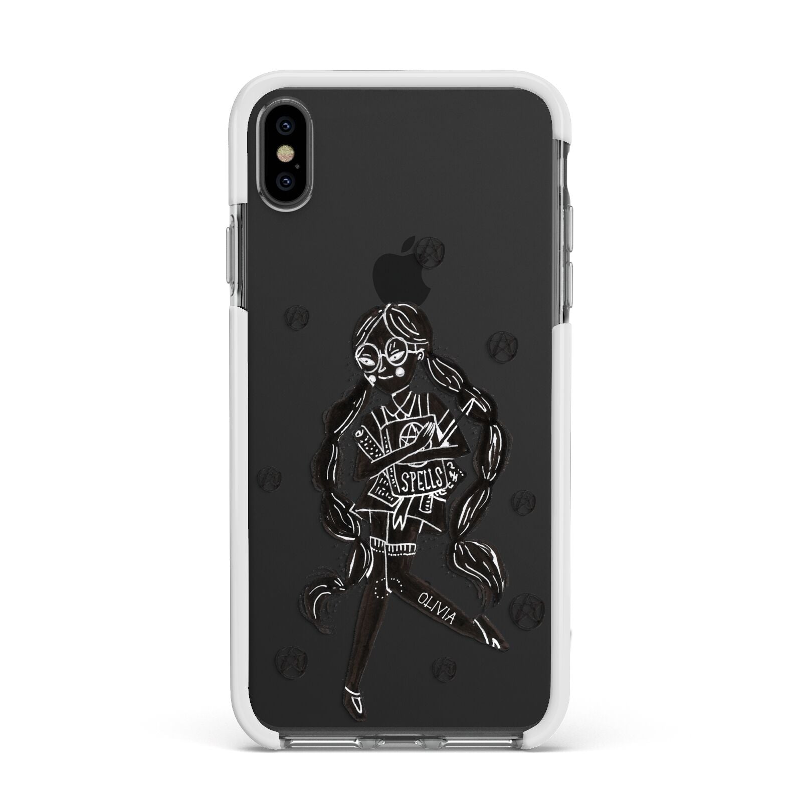 Spells Girl Halloween Personalised Apple iPhone Xs Max Impact Case White Edge on Black Phone