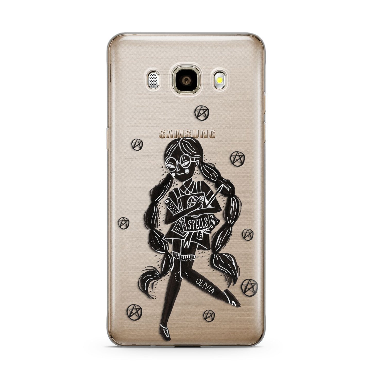 Spells Girl Halloween Personalised Samsung Galaxy J7 2016 Case on gold phone