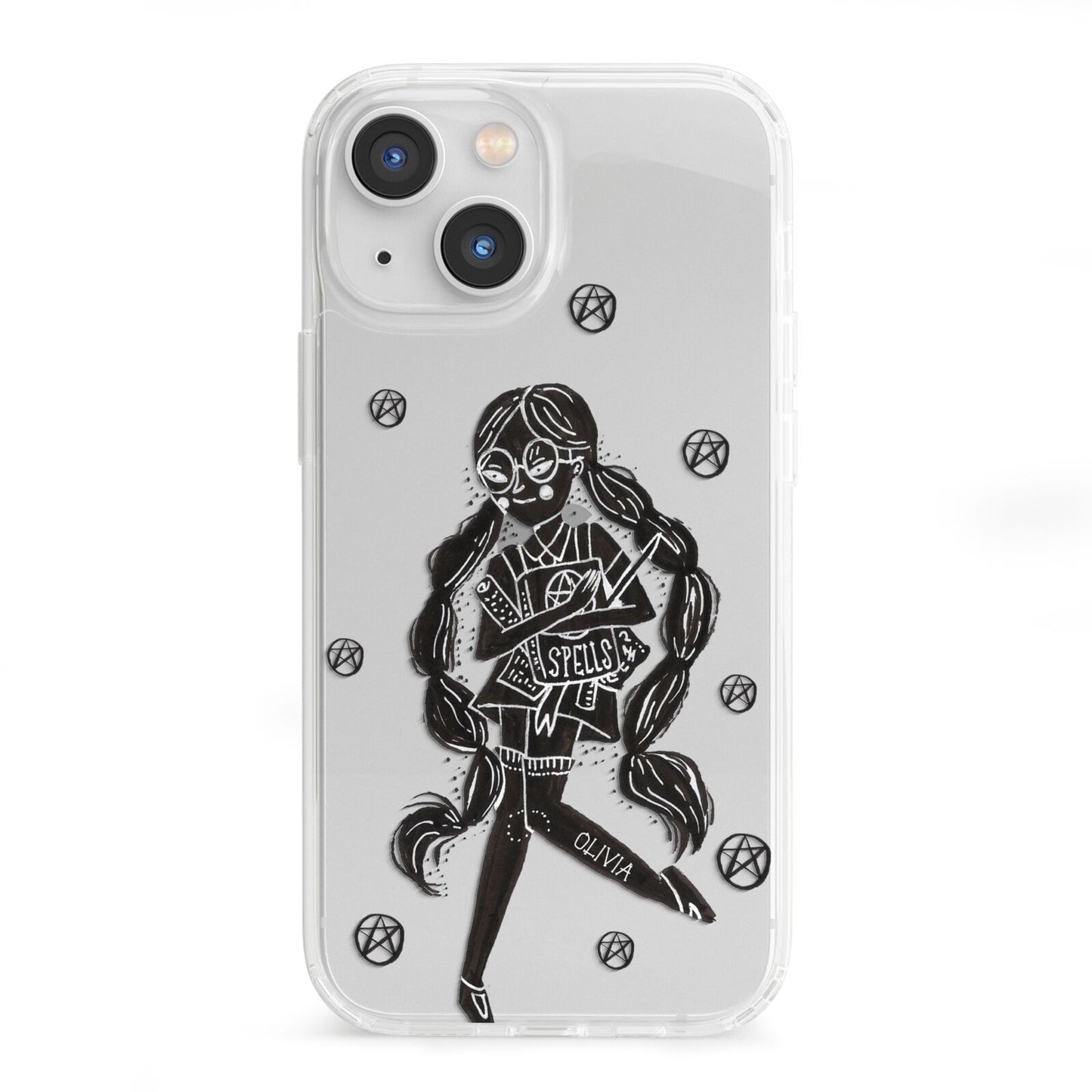 Spells Girl Halloween Personalised iPhone 13 Mini Clear Bumper Case