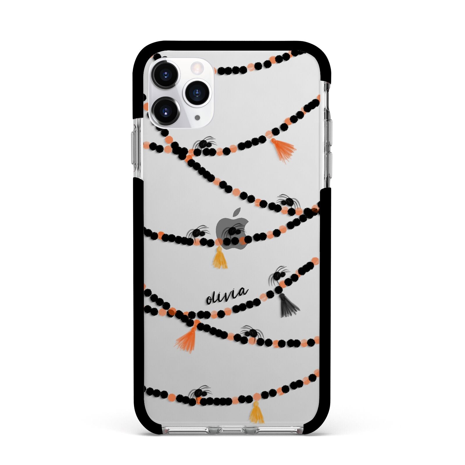 Spider Halloween Apple iPhone 11 Pro Max in Silver with Black Impact Case