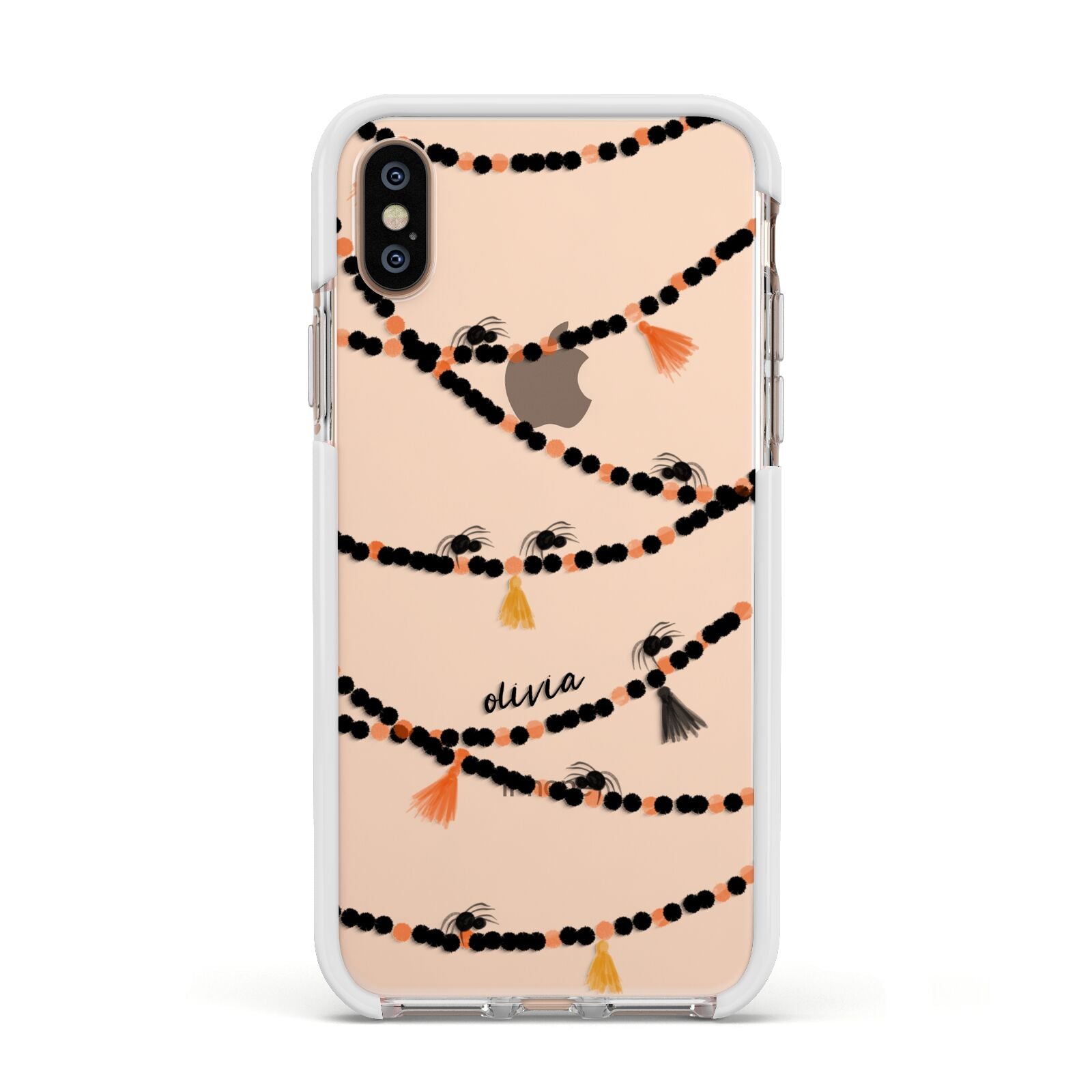 Spider Halloween Apple iPhone Xs Impact Case White Edge on Gold Phone