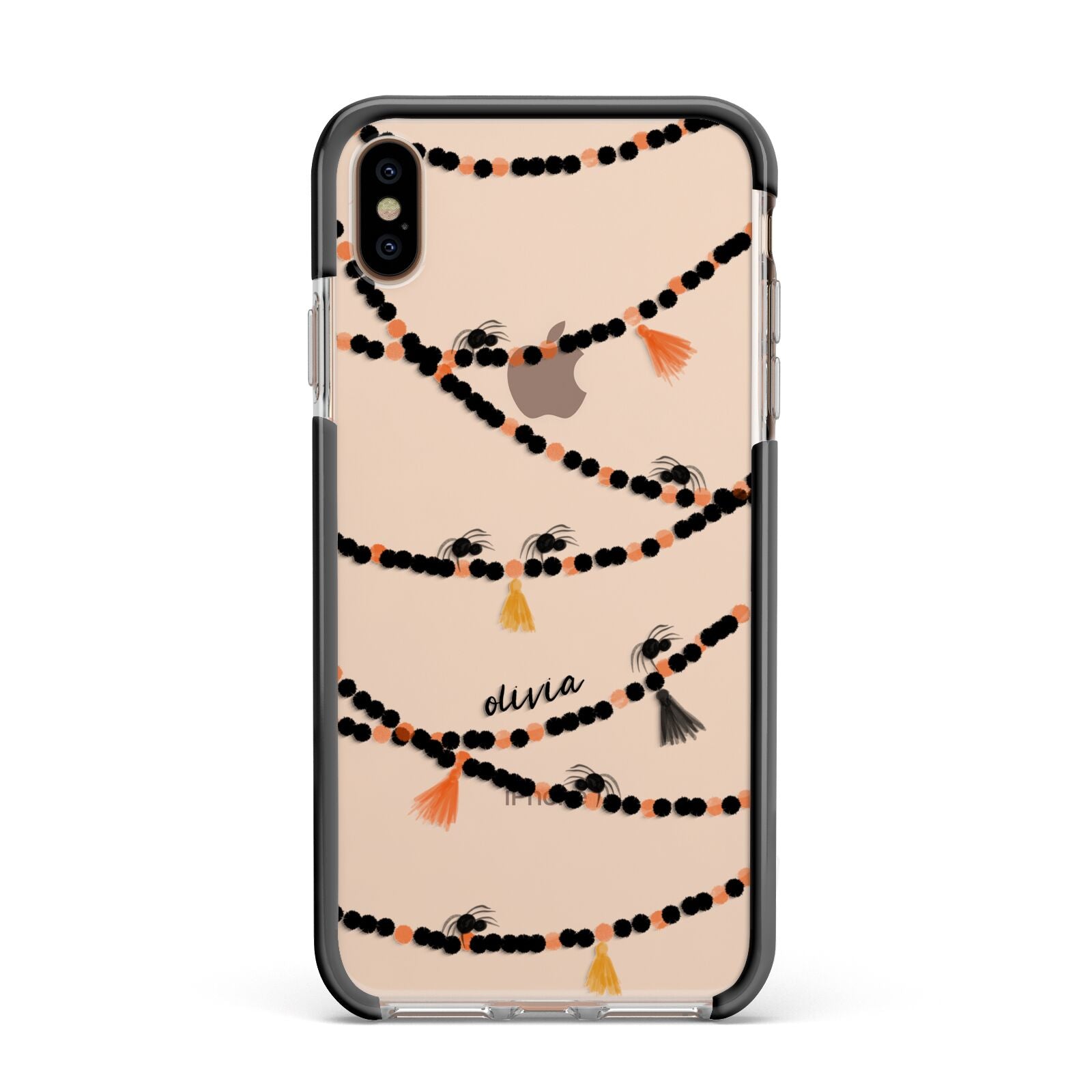 Spider Halloween Apple iPhone Xs Max Impact Case Black Edge on Gold Phone