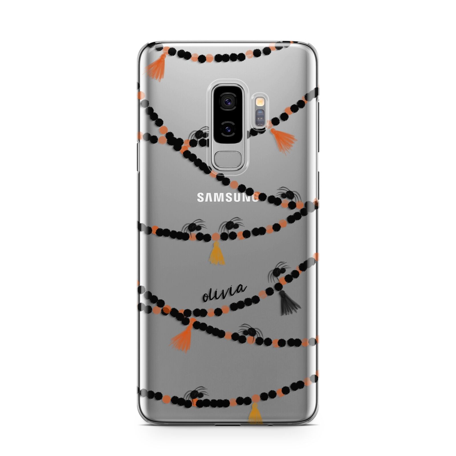 Spider Halloween Samsung Galaxy S9 Plus Case on Silver phone