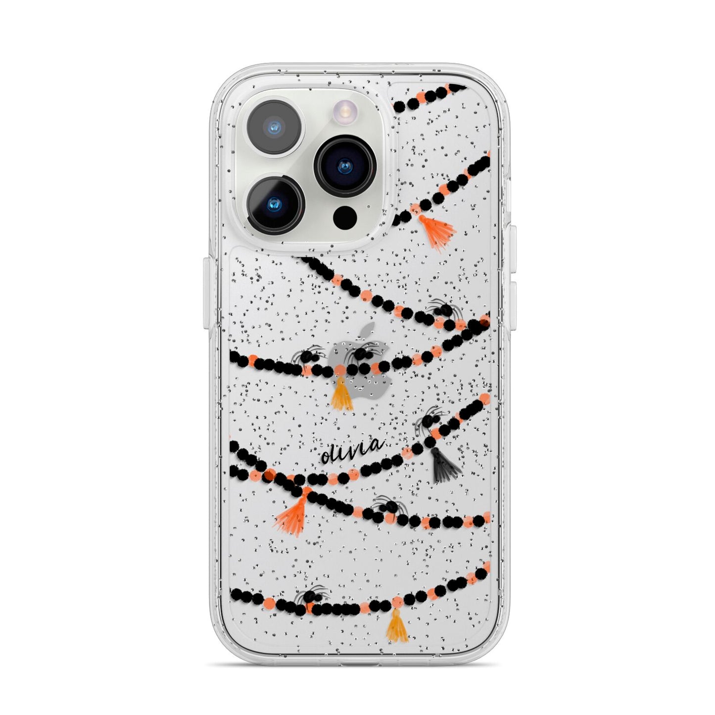 Spider Halloween iPhone 14 Pro Glitter Tough Case Silver