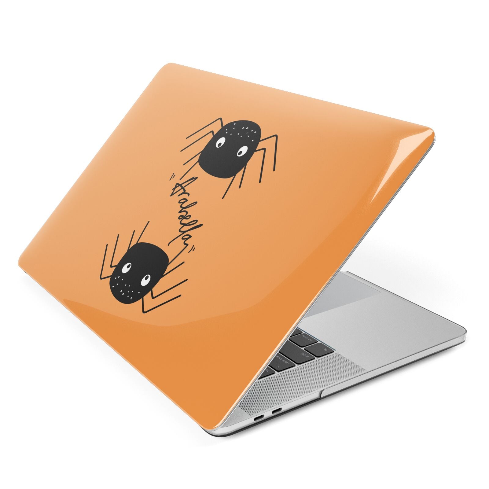 Spider Orange Personalised Apple MacBook Case Side View