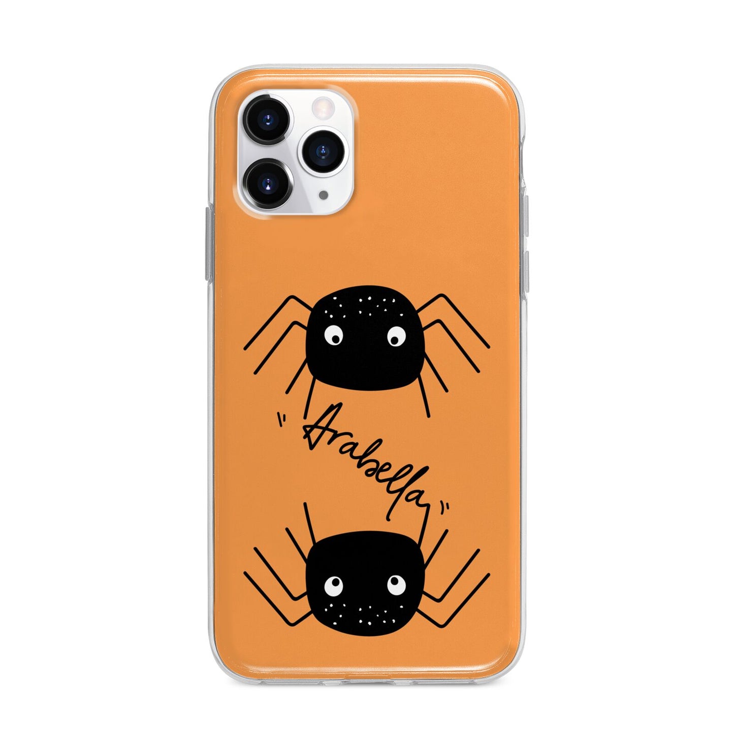 Spider Orange Personalised Apple iPhone 11 Pro in Silver with Bumper Case