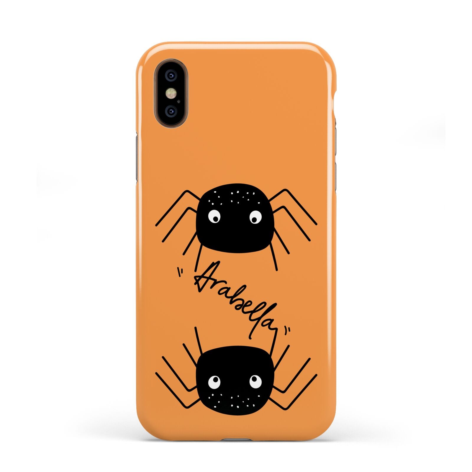 Spider Orange Personalised Apple iPhone XS 3D Tough