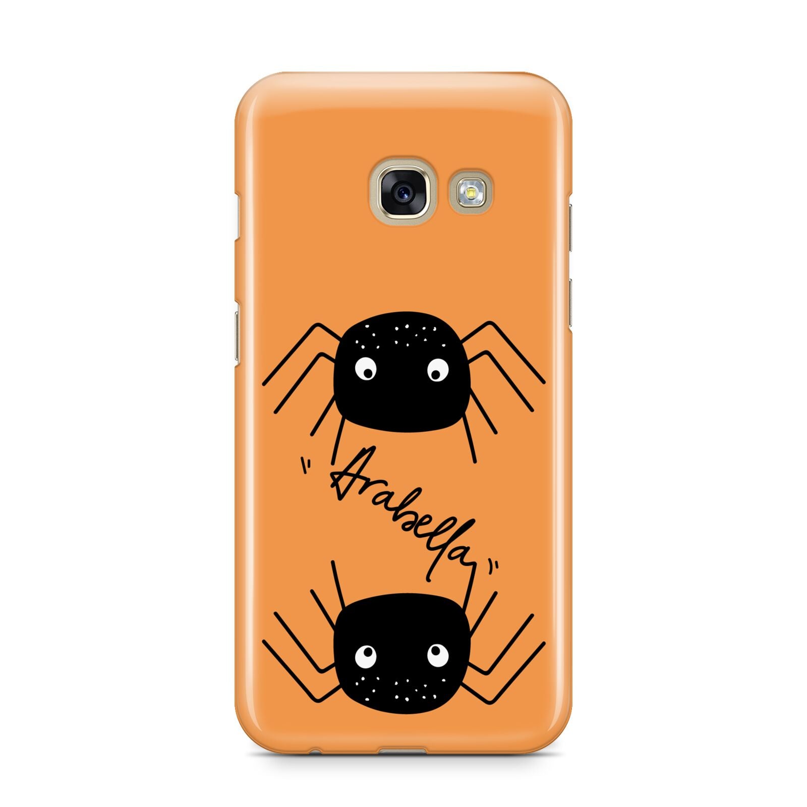 Spider Orange Personalised Samsung Galaxy A3 2017 Case on gold phone