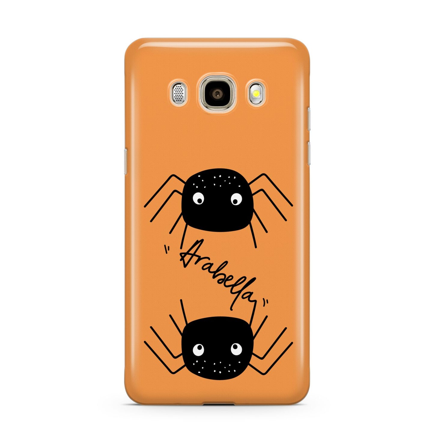 Spider Orange Personalised Samsung Galaxy J7 2016 Case on gold phone