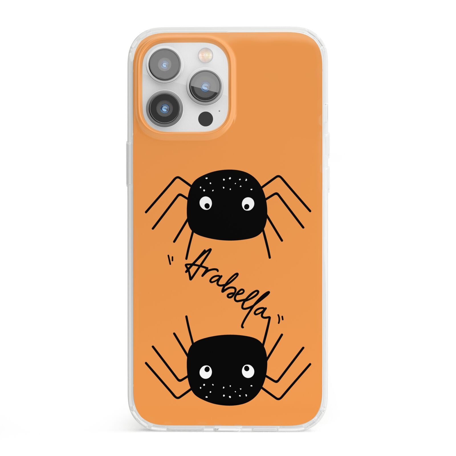 Spider Orange Personalised iPhone 13 Pro Max Clear Bumper Case