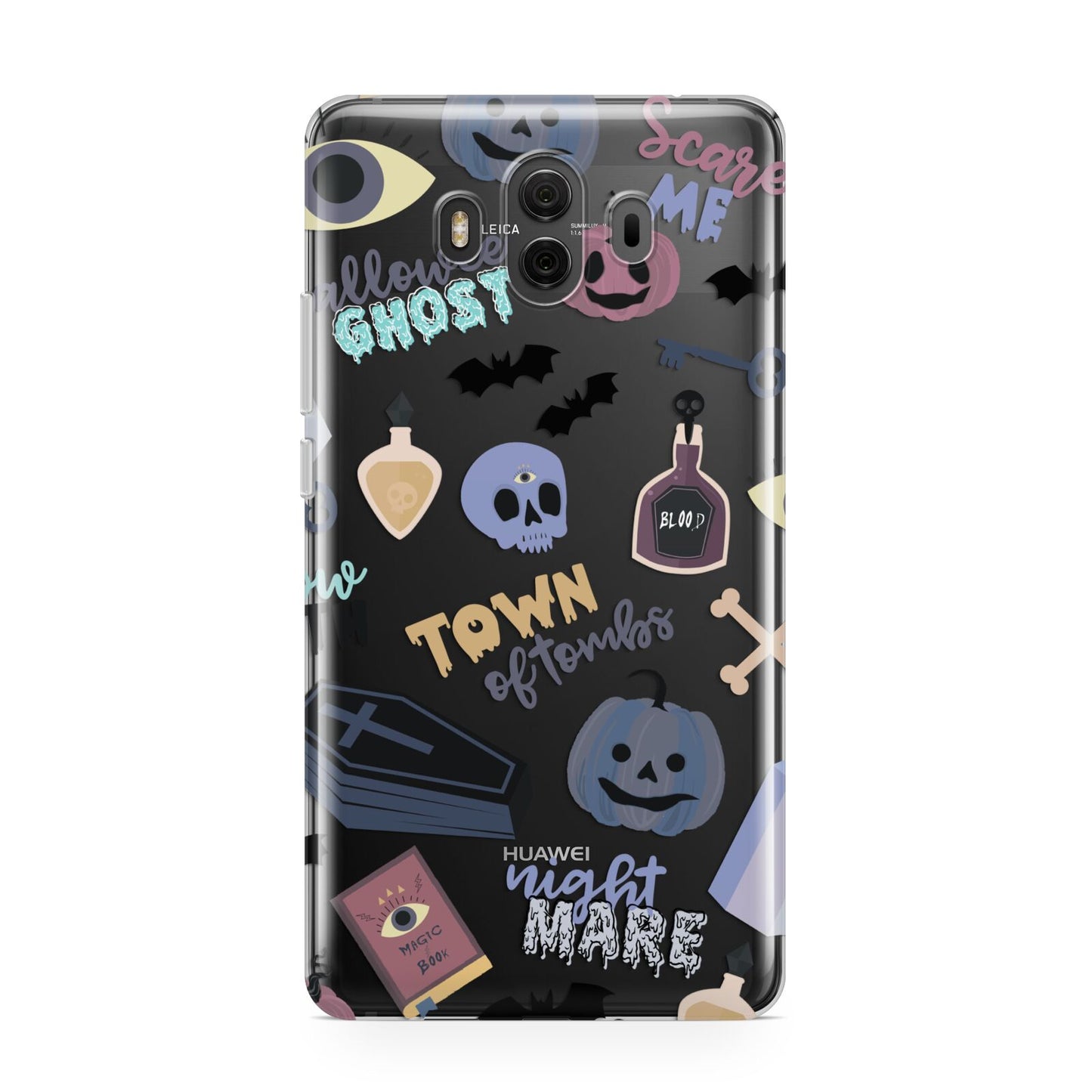 Spooky Blue Illustrations and Catchphrases Huawei Mate 10 Protective Phone Case