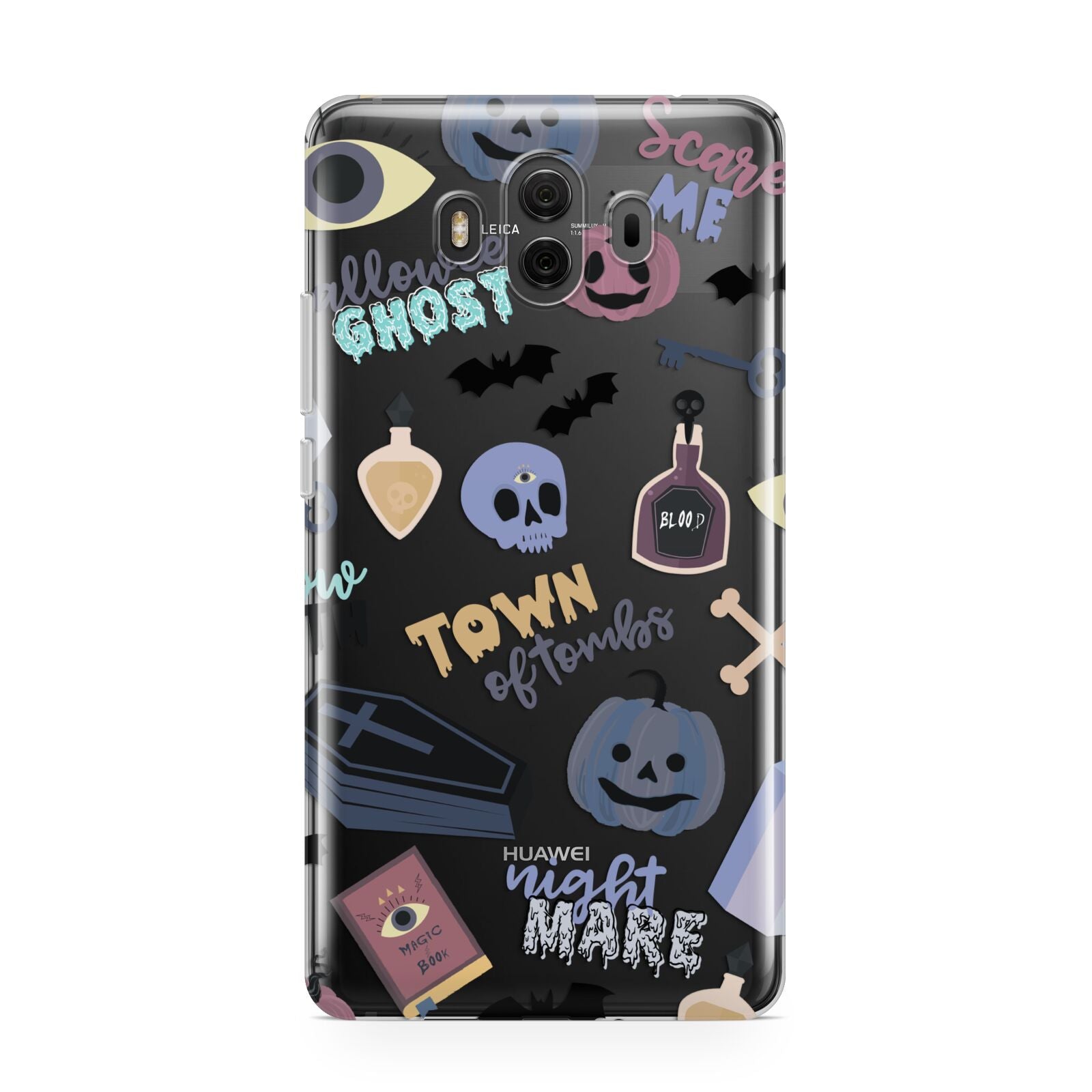 Spooky Blue Illustrations and Catchphrases Huawei Mate 10 Protective Phone Case