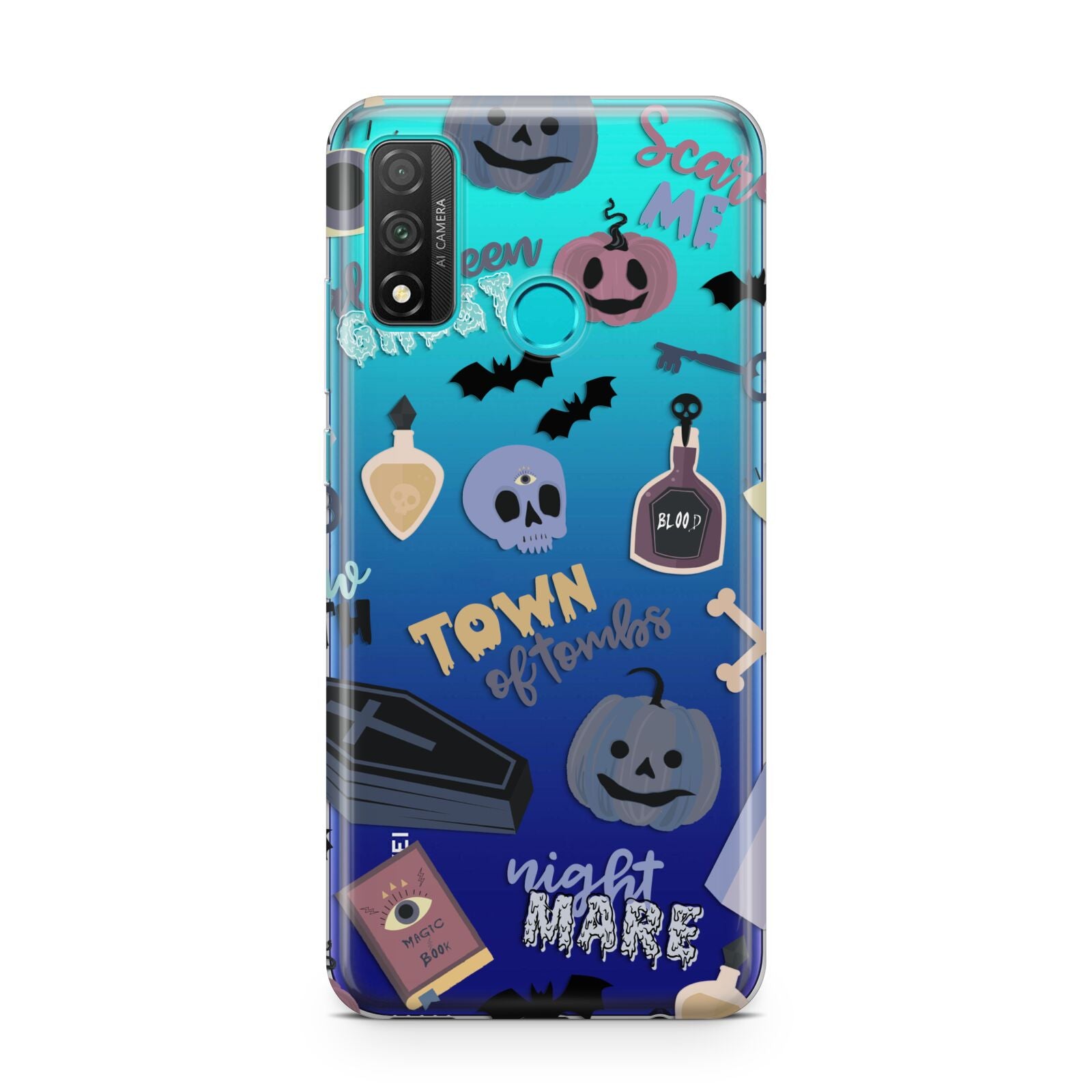 Spooky Blue Illustrations and Catchphrases Huawei P Smart 2020