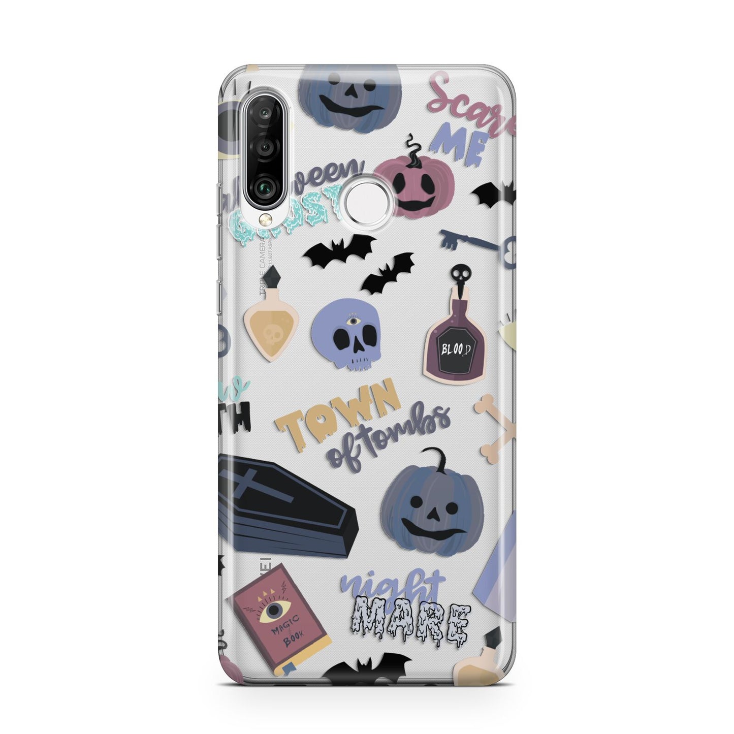 Spooky Blue Illustrations and Catchphrases Huawei P30 Lite Phone Case