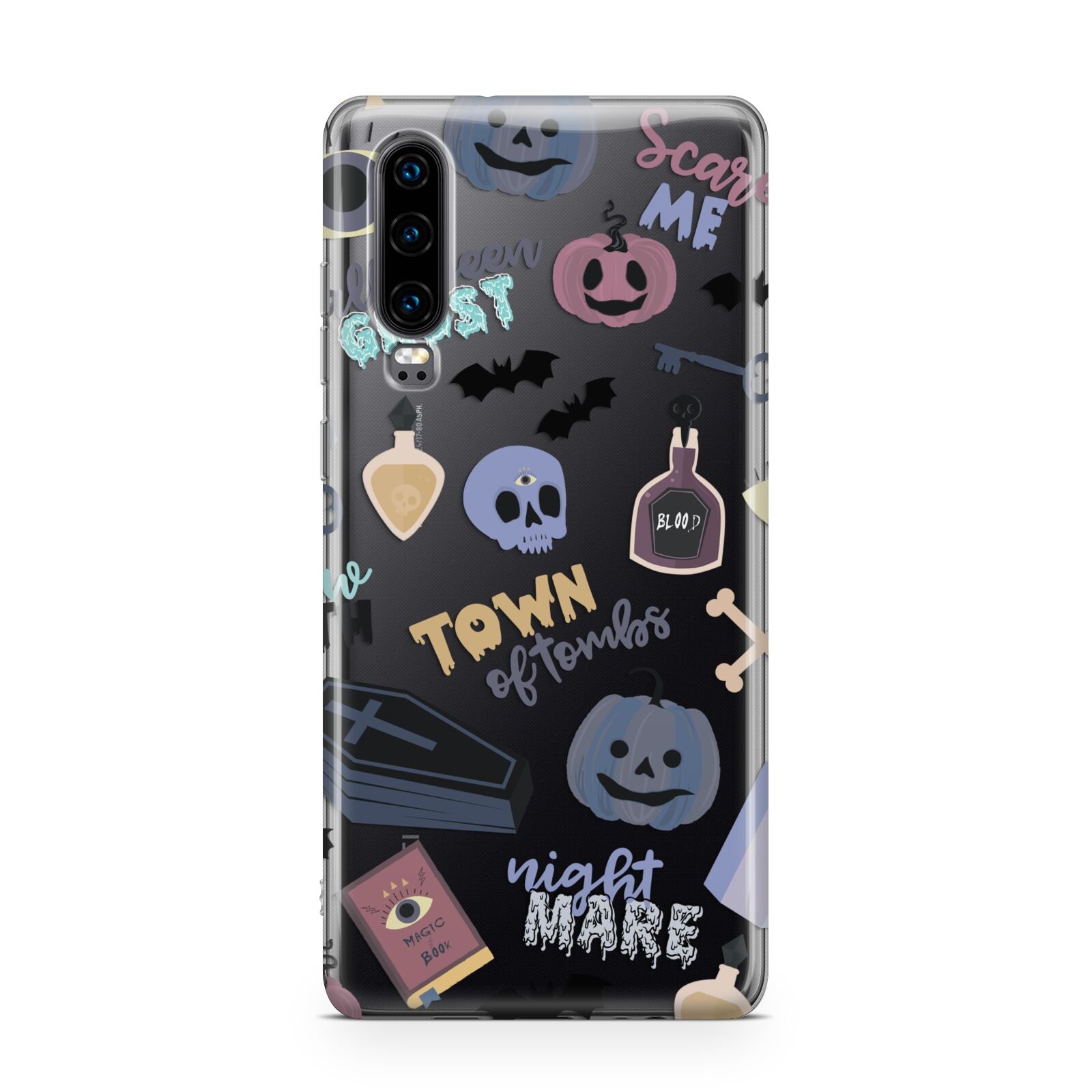 Spooky Blue Illustrations and Catchphrases Huawei P30 Phone Case