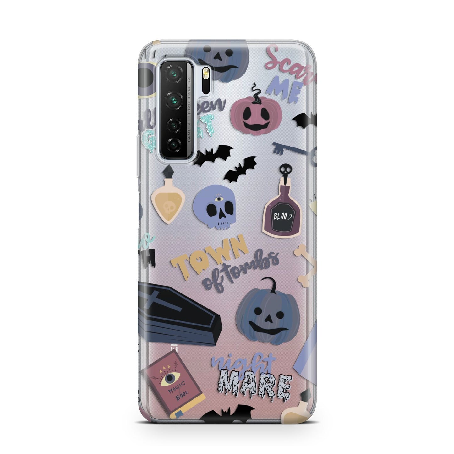 Spooky Blue Illustrations and Catchphrases Huawei P40 Lite 5G Phone Case