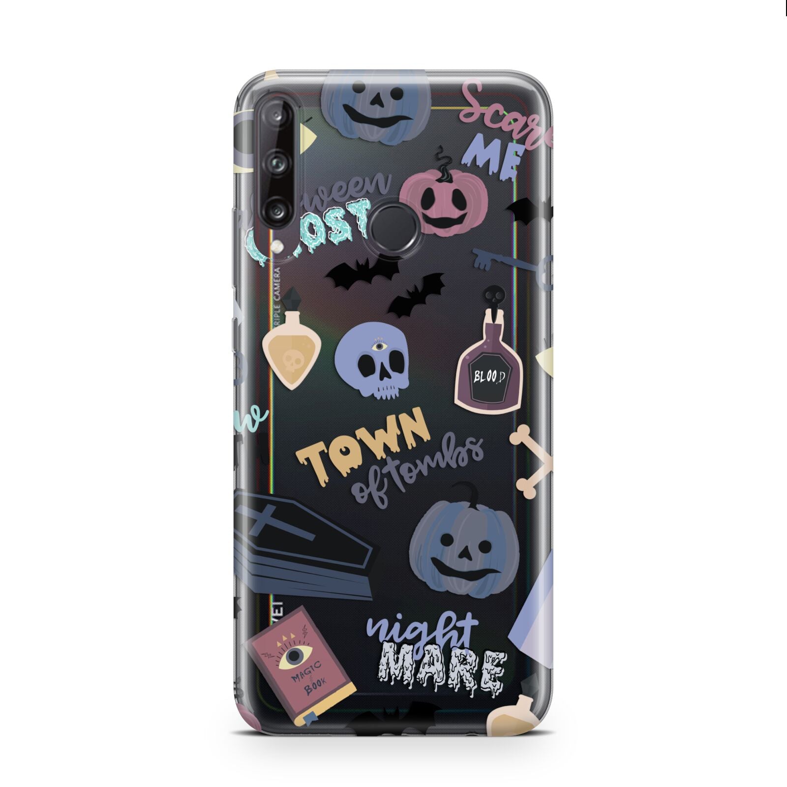 Spooky Blue Illustrations and Catchphrases Huawei P40 Lite E Phone Case