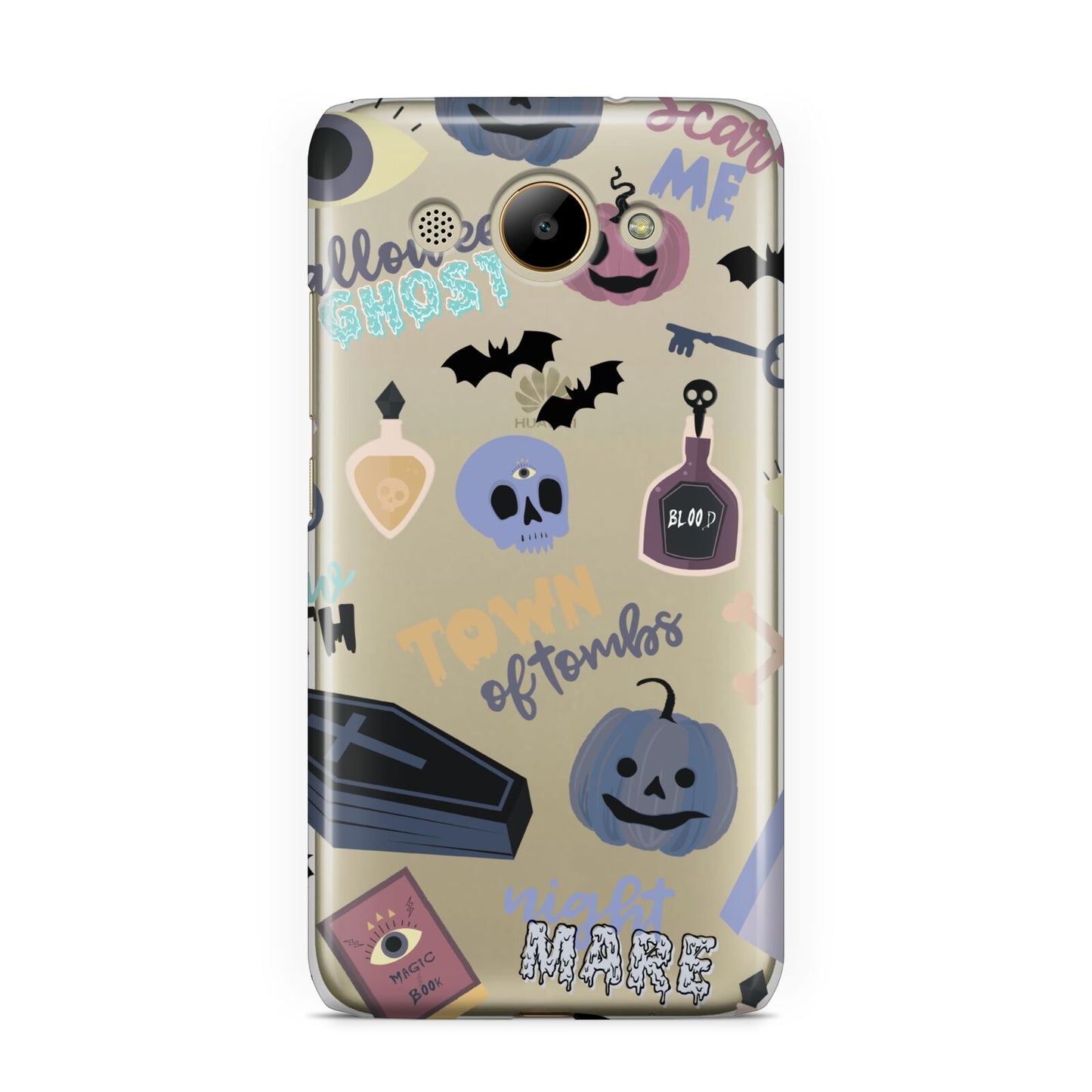 Spooky Blue Illustrations and Catchphrases Huawei Y3 2017