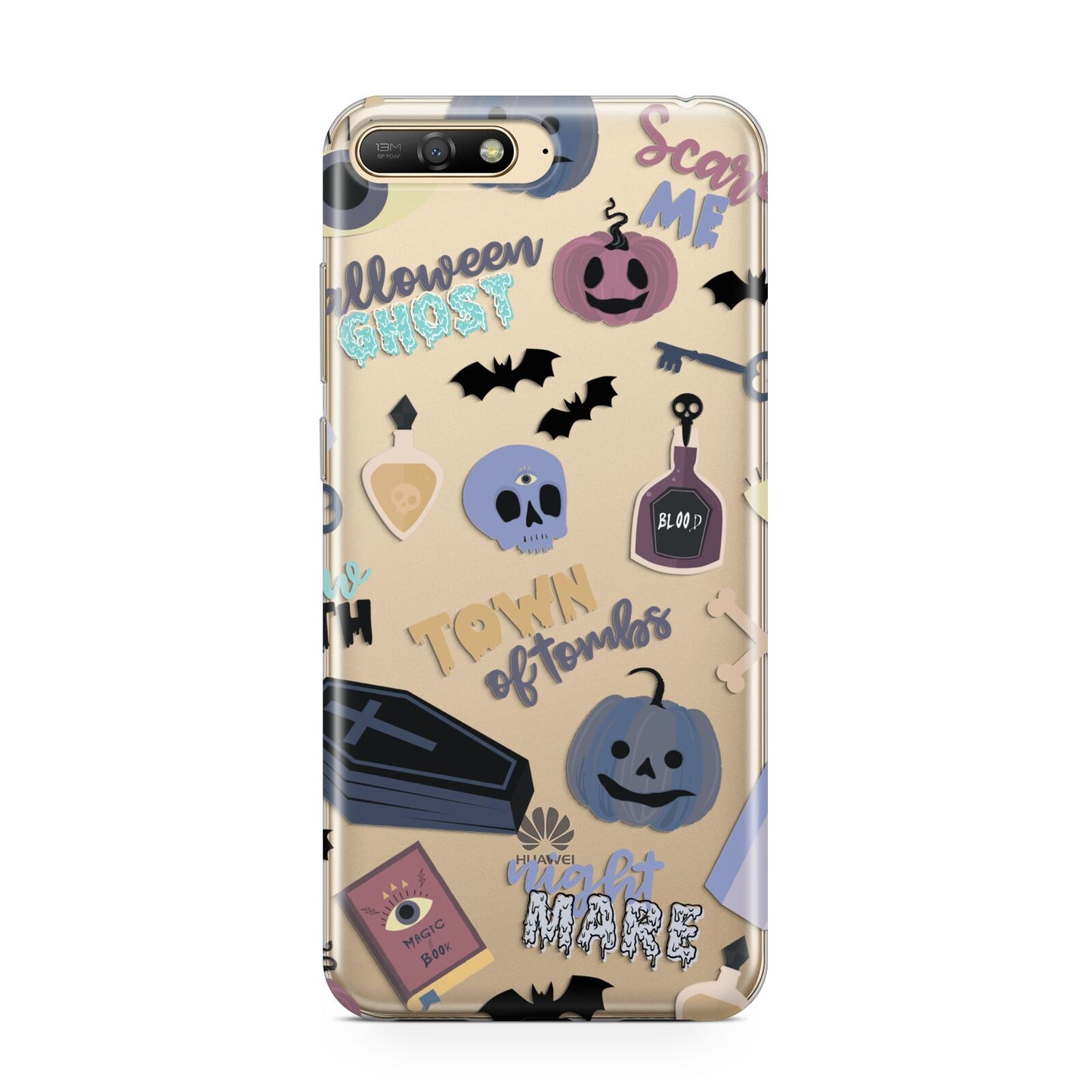 Spooky Blue Illustrations and Catchphrases Huawei Y6 2018