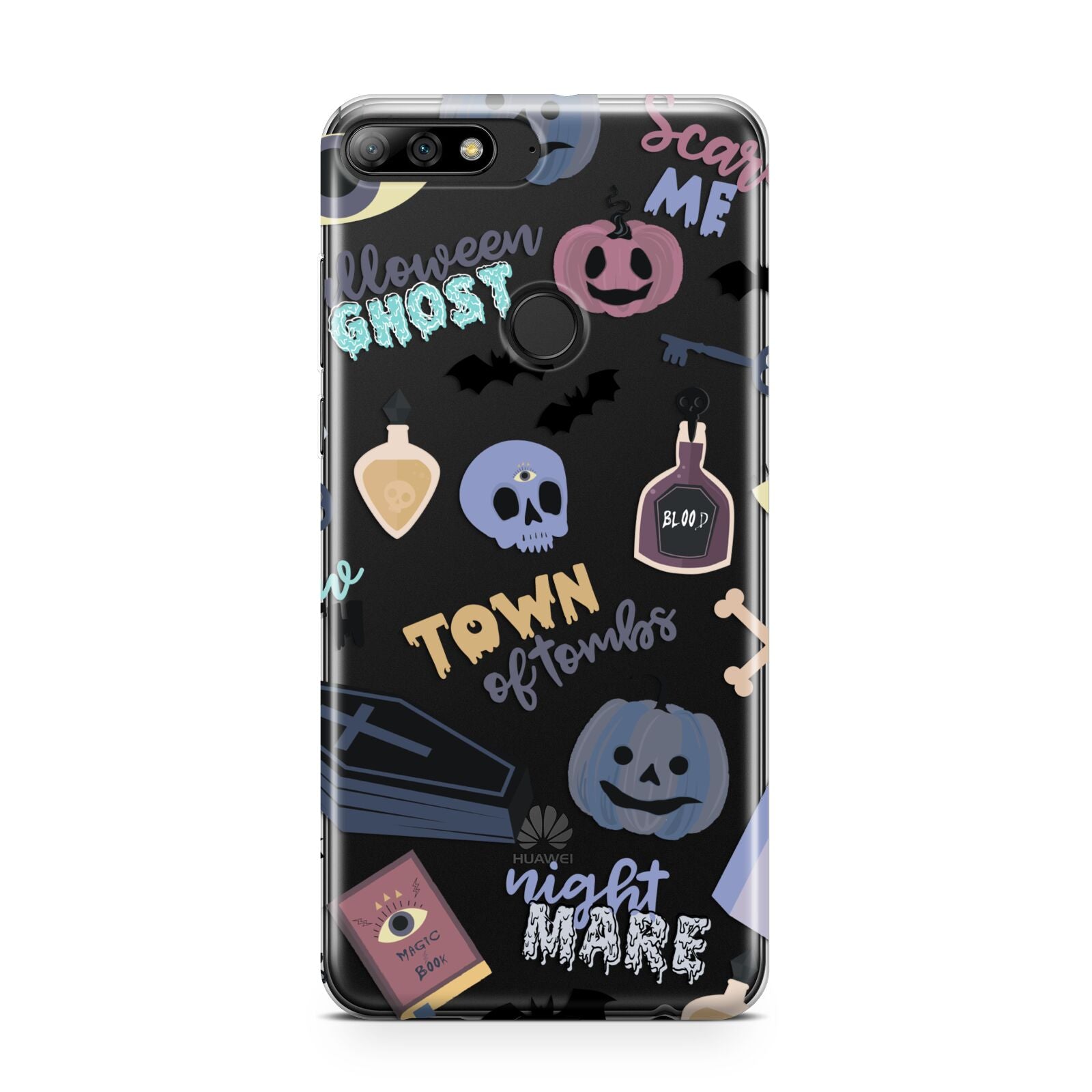 Spooky Blue Illustrations and Catchphrases Huawei Y7 2018