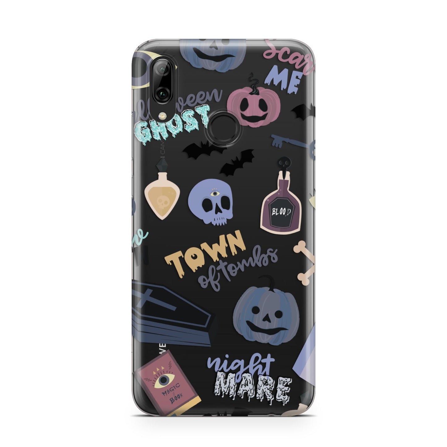 Spooky Blue Illustrations and Catchphrases Huawei Y7 2019