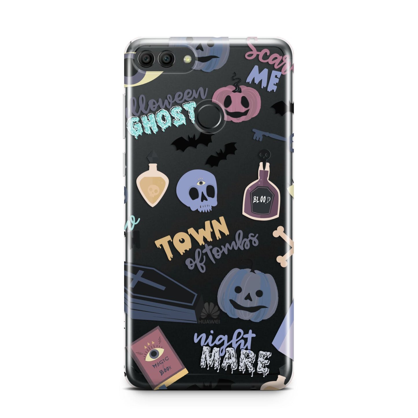 Spooky Blue Illustrations and Catchphrases Huawei Y9 2018