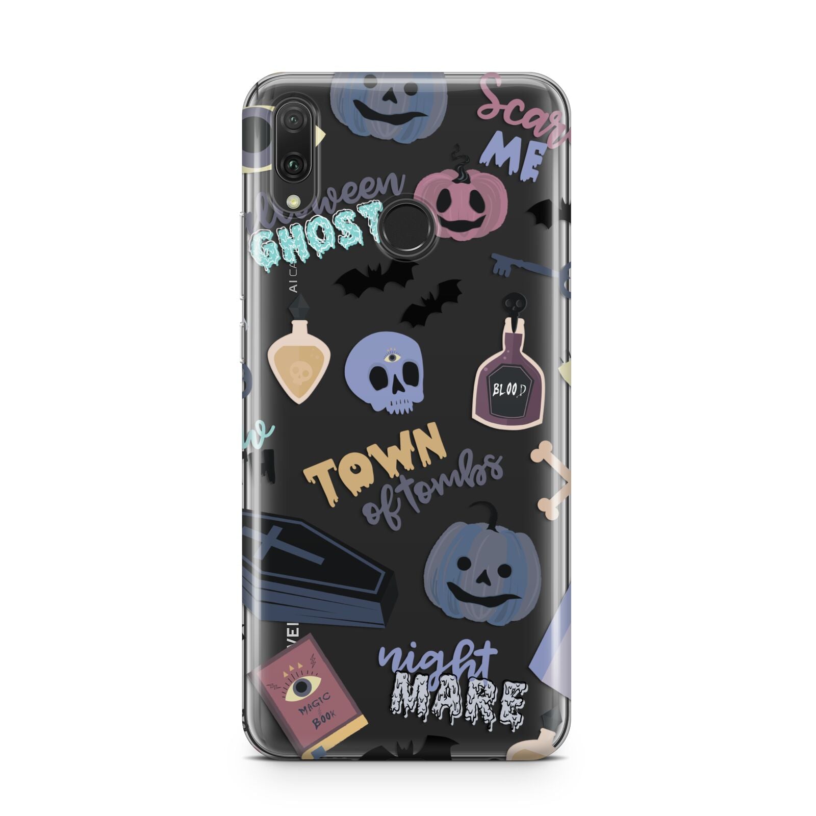 Spooky Blue Illustrations and Catchphrases Huawei Y9 2019