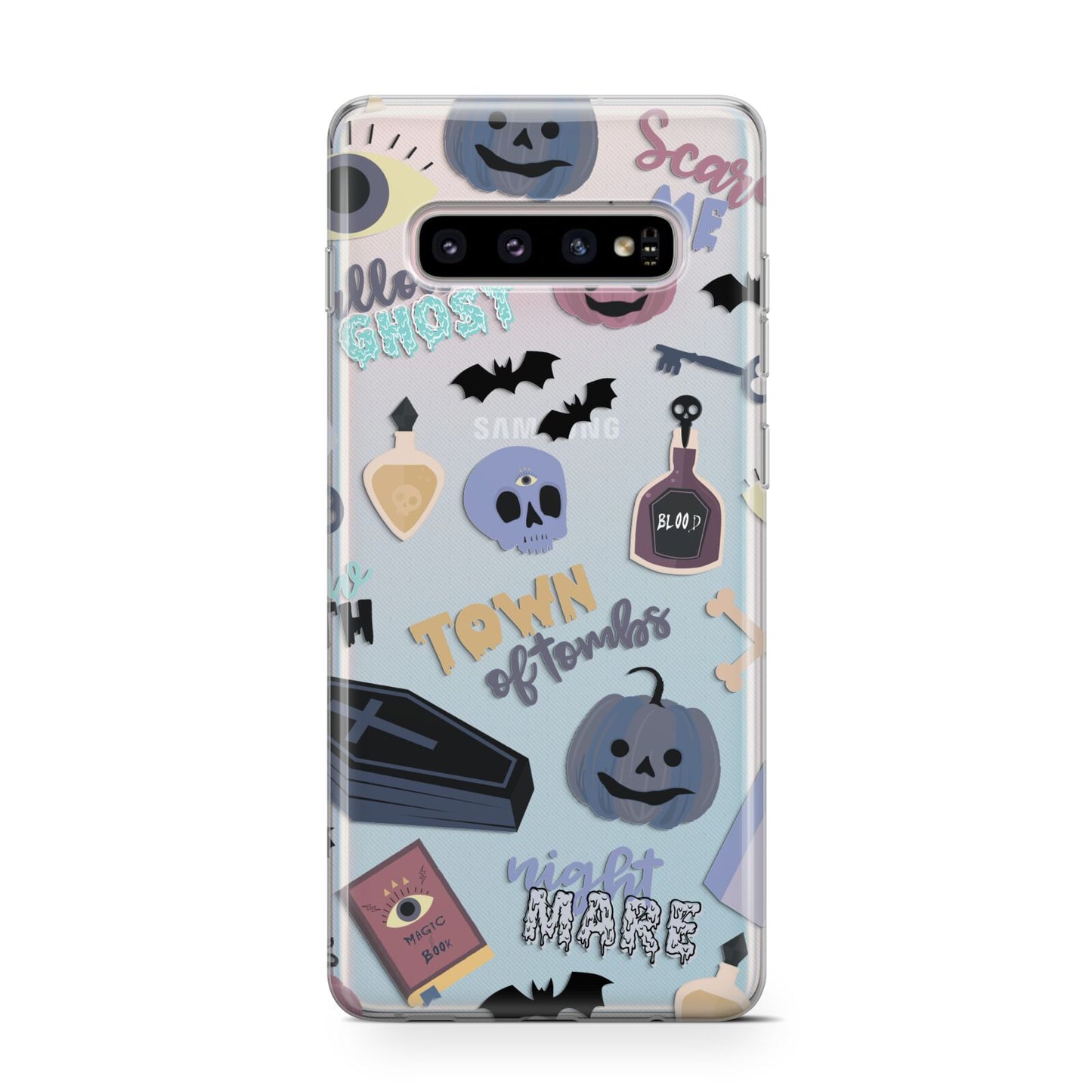 Spooky Blue Illustrations and Catchphrases Protective Samsung Galaxy Case