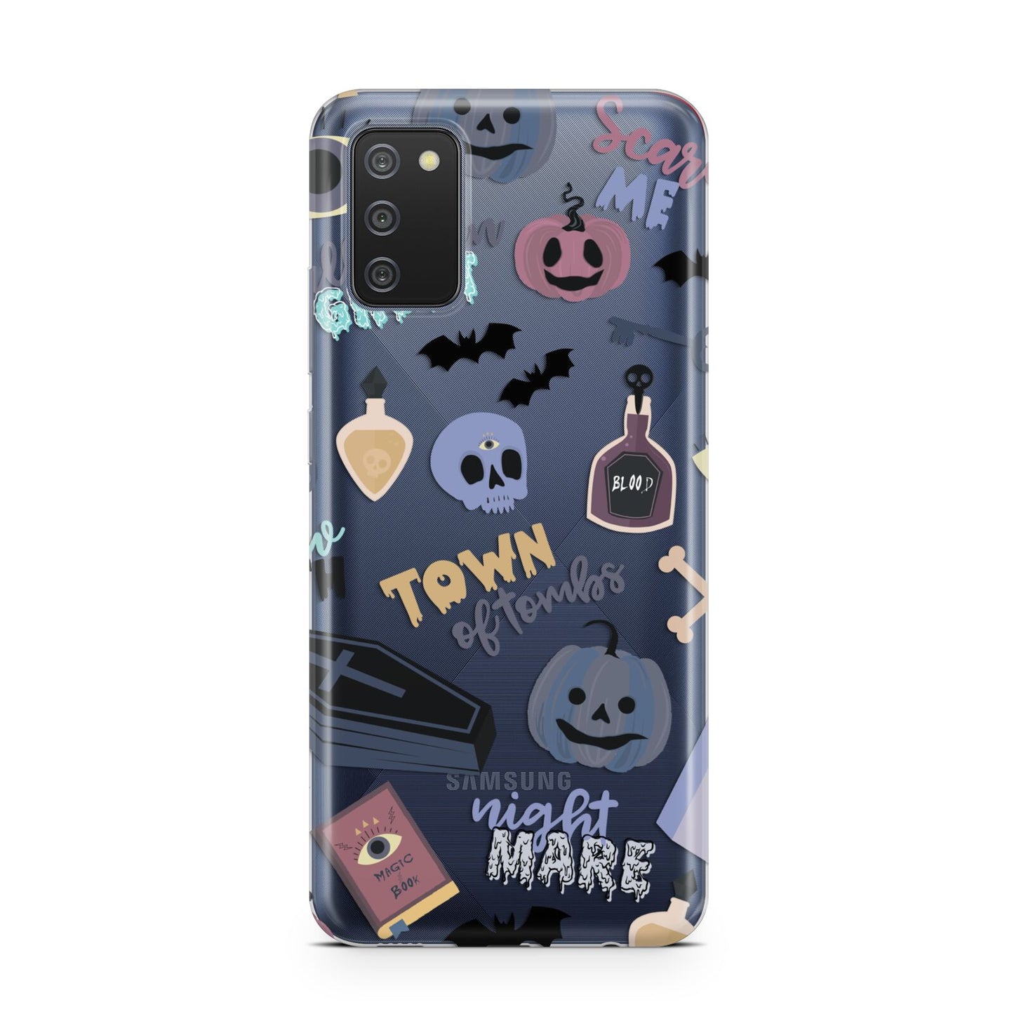 Spooky Blue Illustrations and Catchphrases Samsung A02s Case