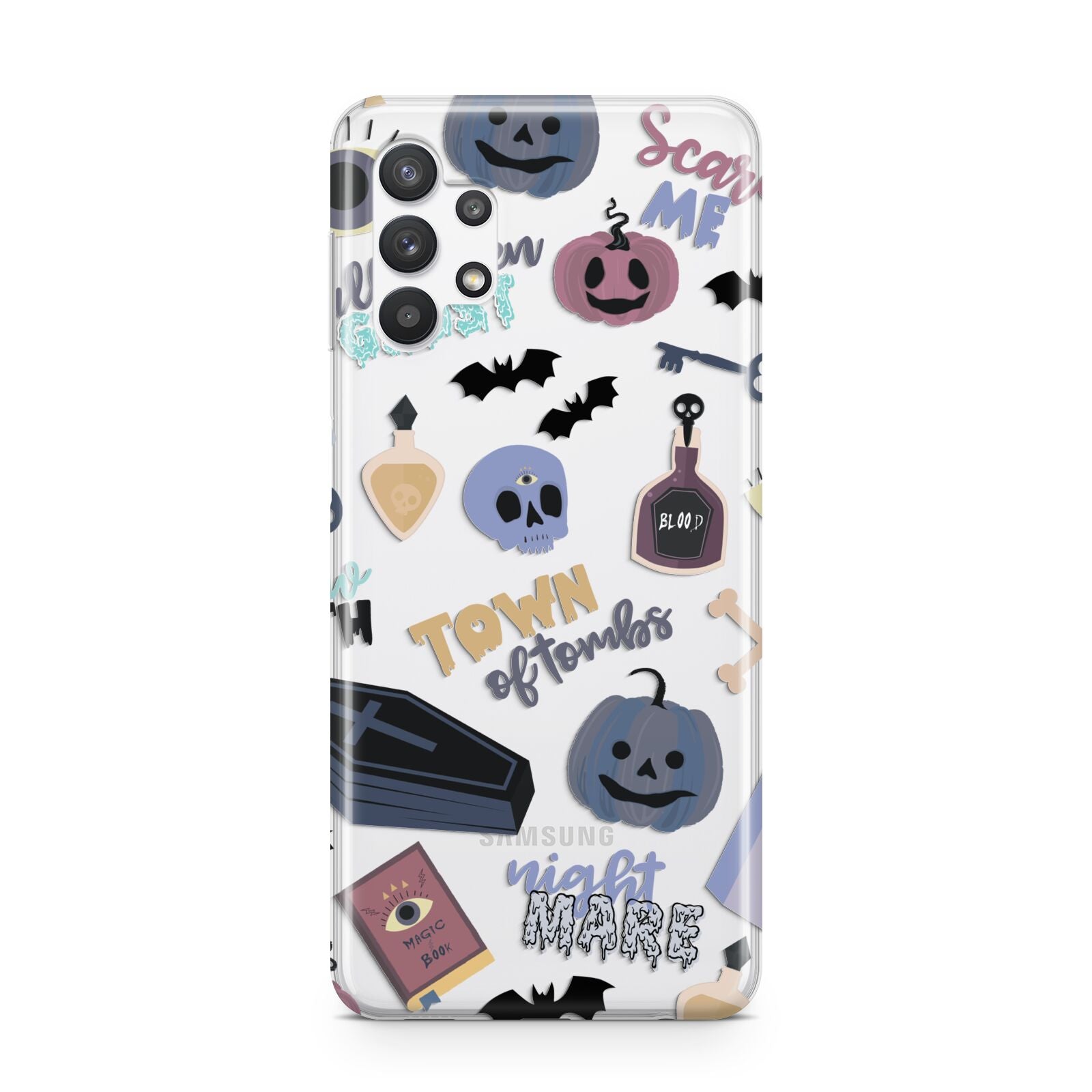 Spooky Blue Illustrations and Catchphrases Samsung A32 5G Case