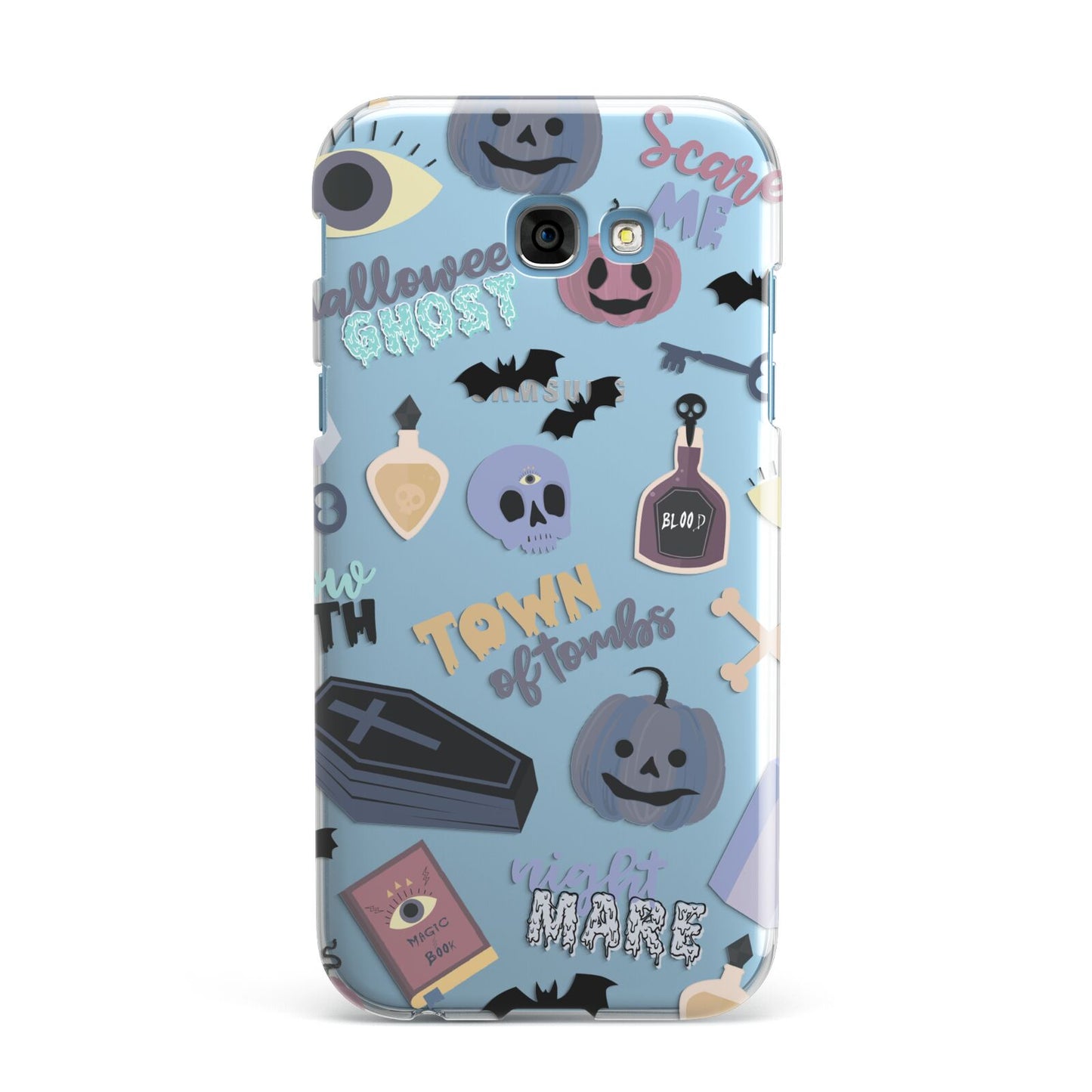 Spooky Blue Illustrations and Catchphrases Samsung Galaxy A7 2017 Case