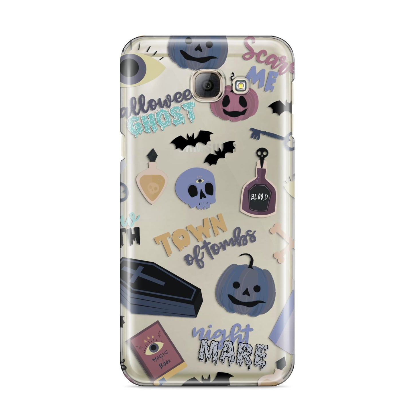 Spooky Blue Illustrations and Catchphrases Samsung Galaxy A8 2016 Case