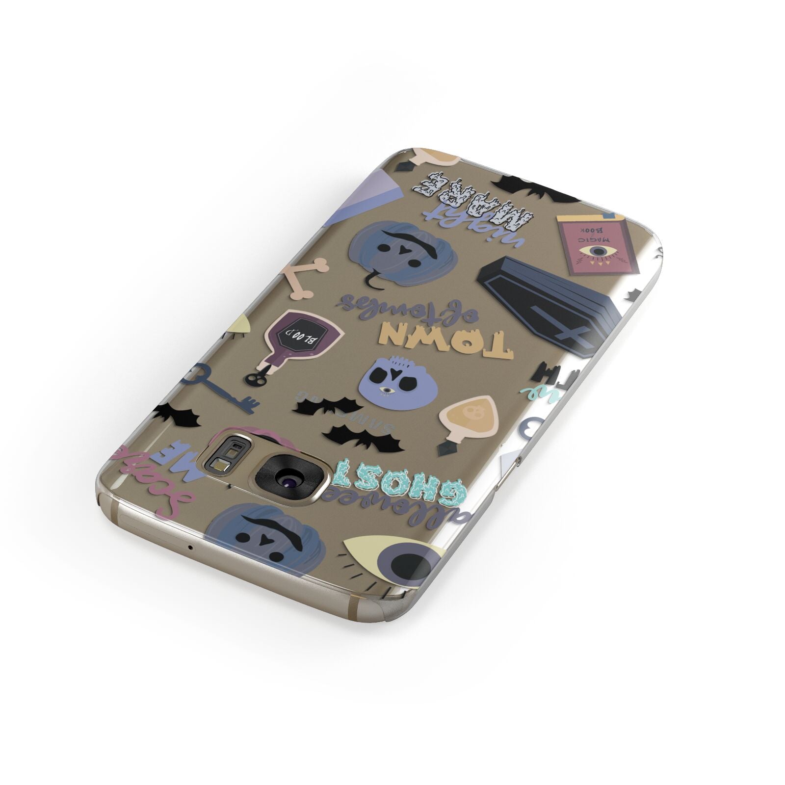 Spooky Blue Illustrations and Catchphrases Samsung Galaxy Case Front Close Up