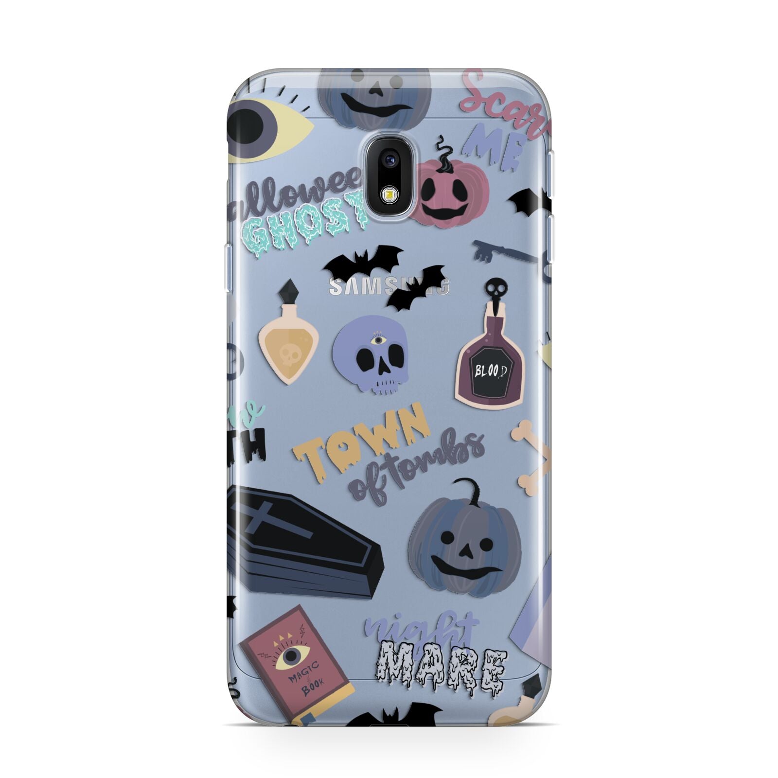 Spooky Blue Illustrations and Catchphrases Samsung Galaxy J3 2017 Case