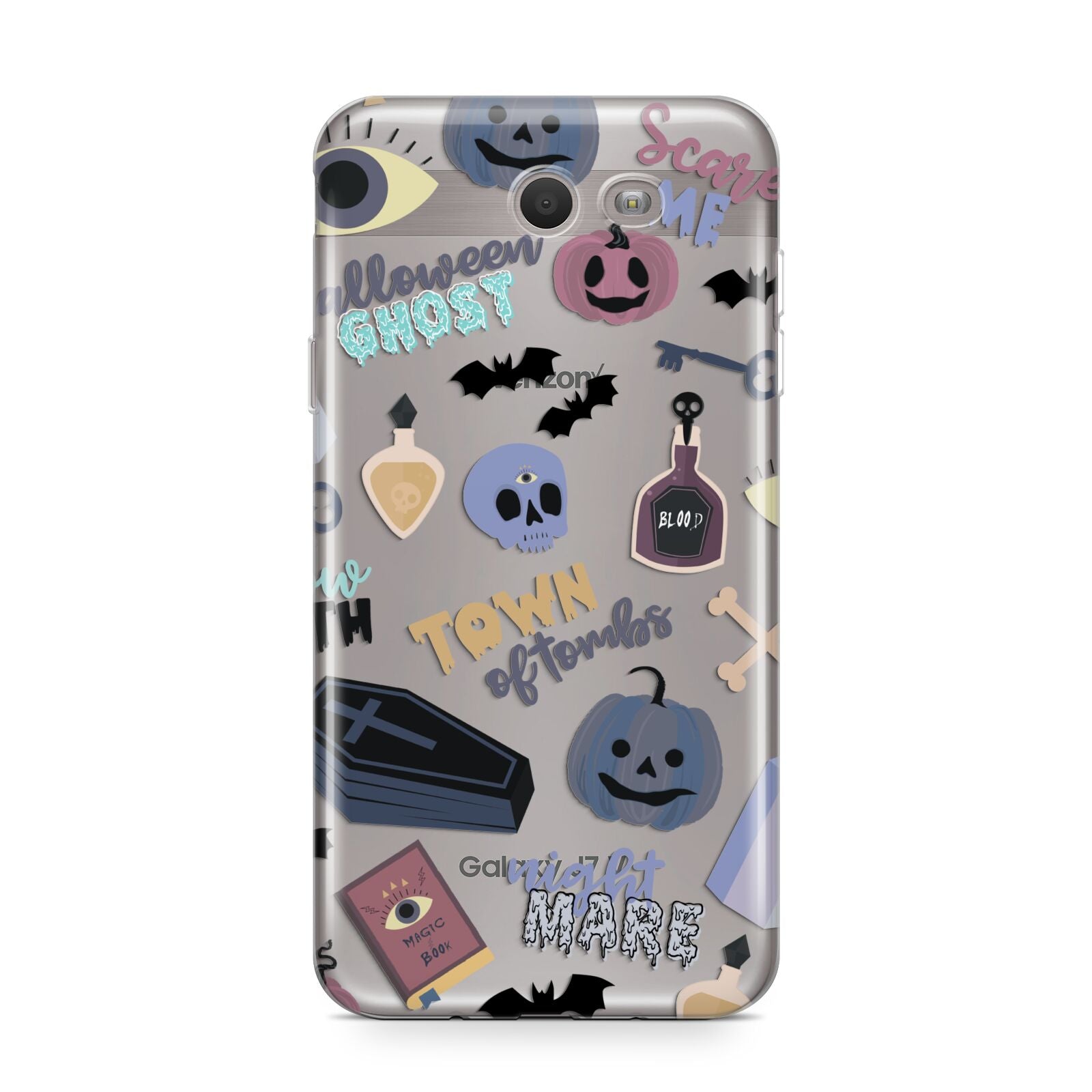 Spooky Blue Illustrations and Catchphrases Samsung Galaxy J7 2017 Case