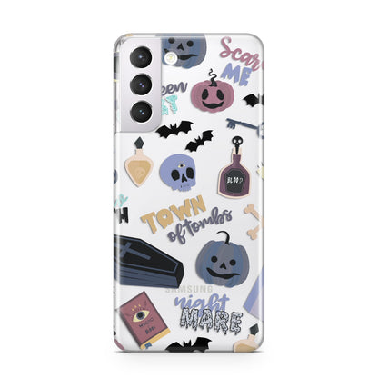 Spooky Blue Illustrations and Catchphrases Samsung S21 Case