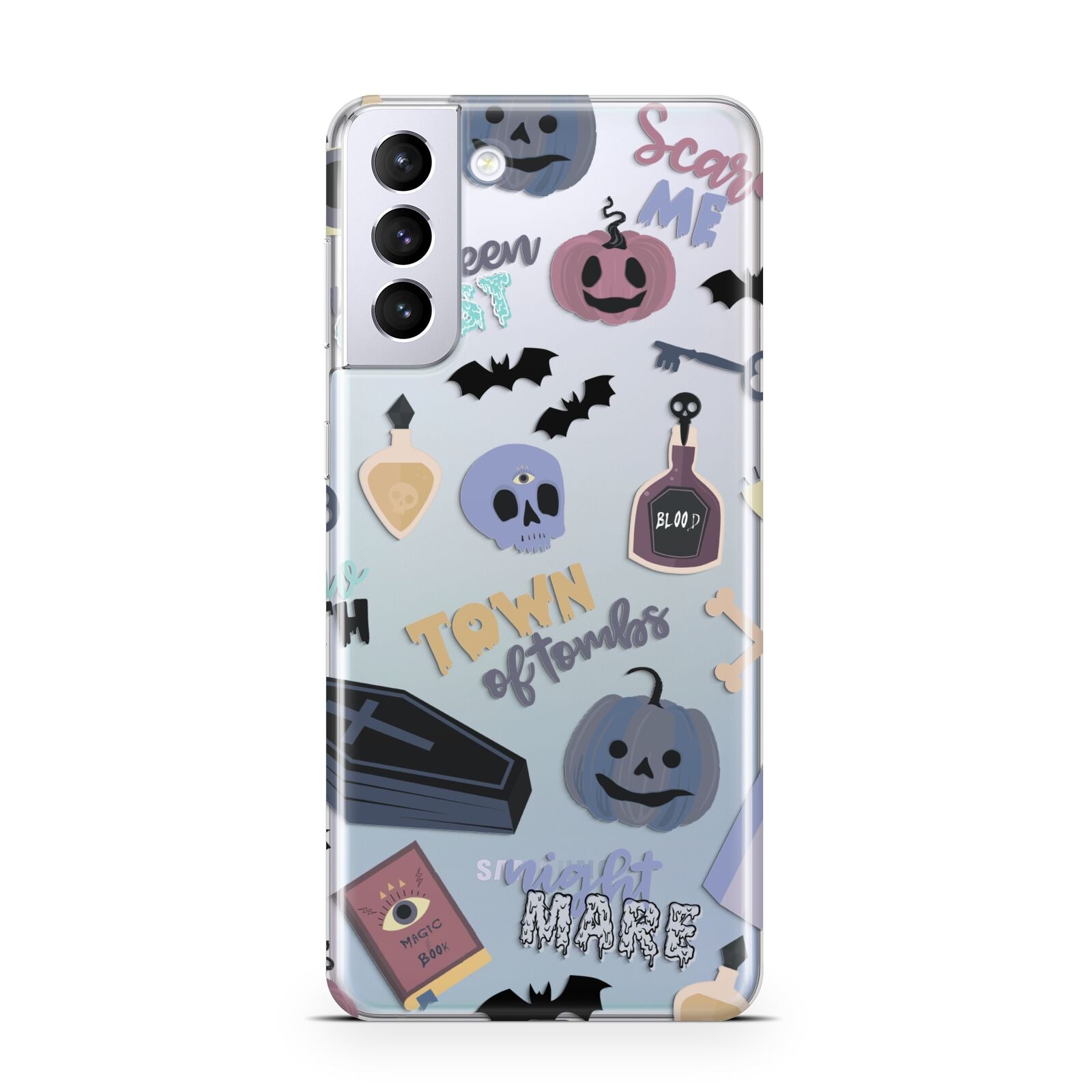 Spooky Blue Illustrations and Catchphrases Samsung S21 Plus Case