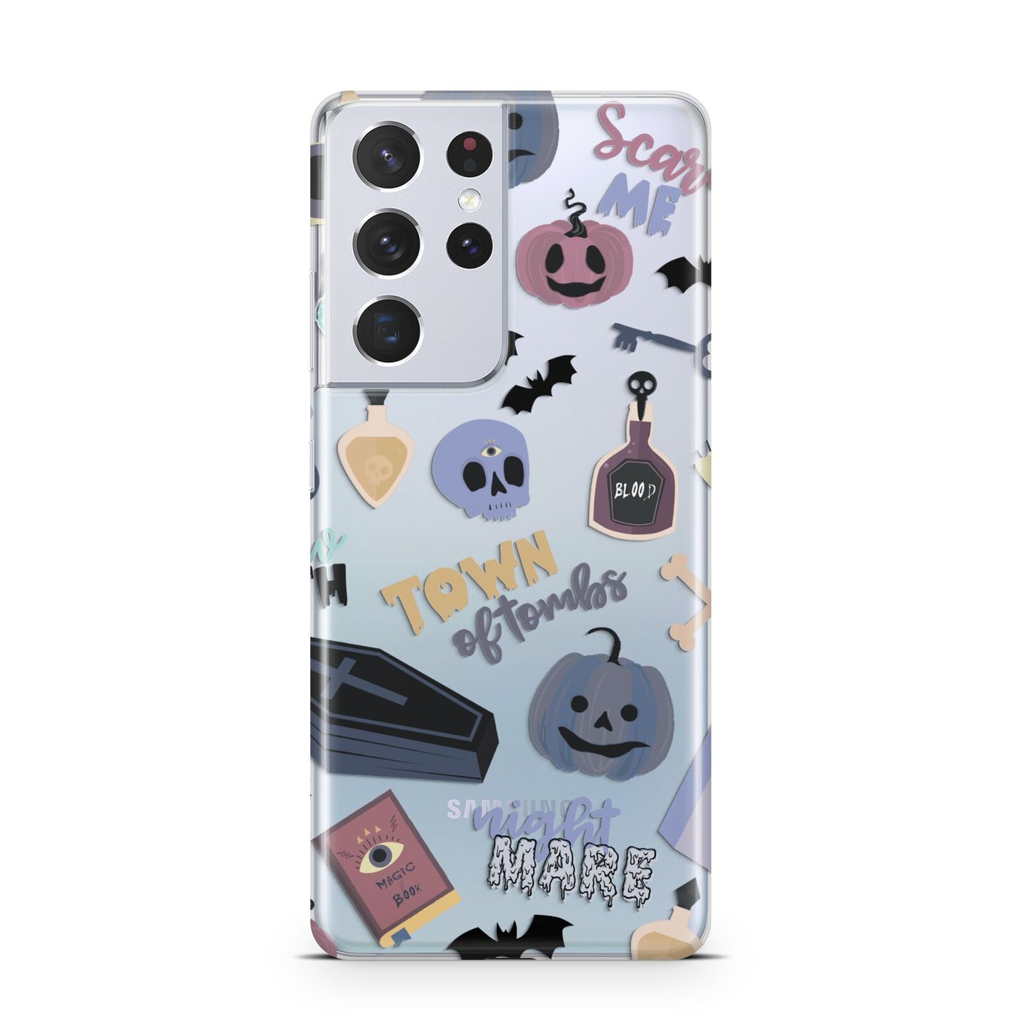 Spooky Blue Illustrations and Catchphrases Samsung S21 Ultra Case