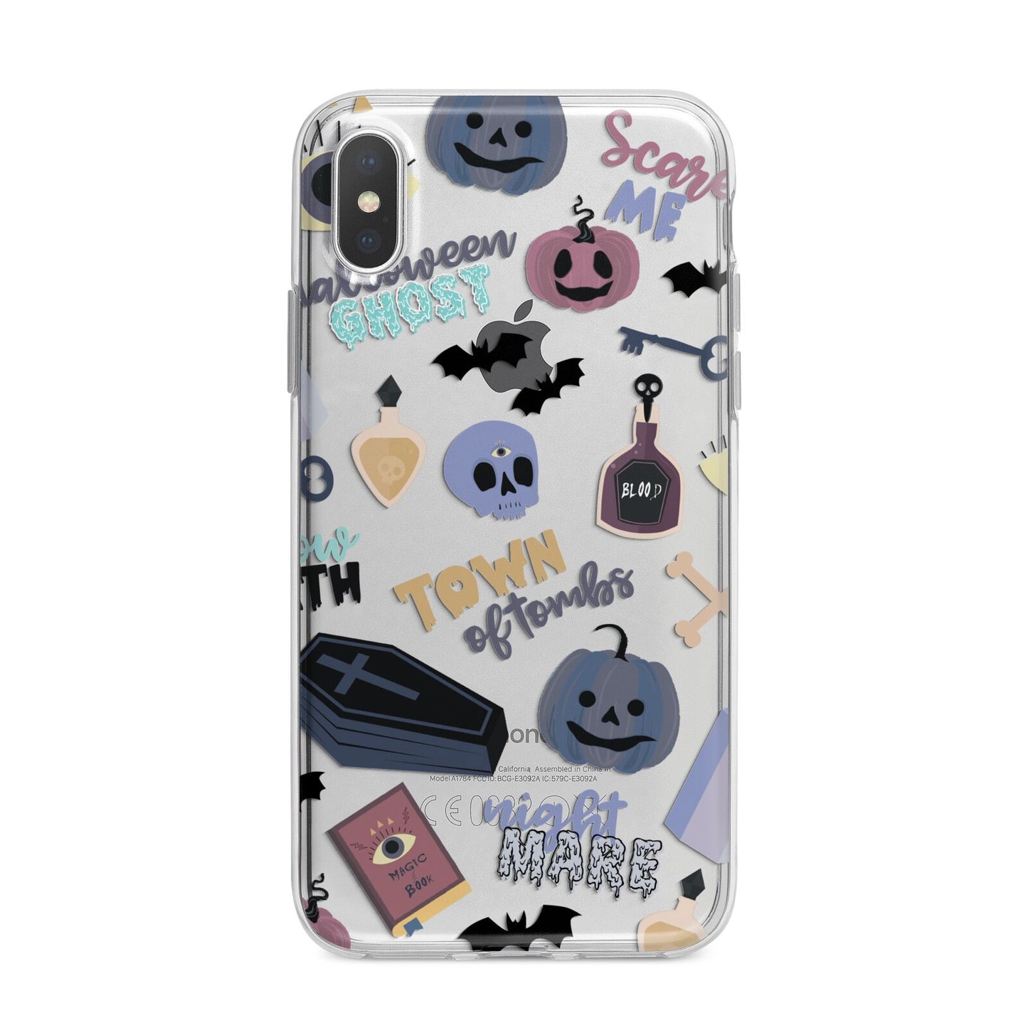 Spooky Blue Illustrations and Catchphrases iPhone X Bumper Case on Silver iPhone Alternative Image 1