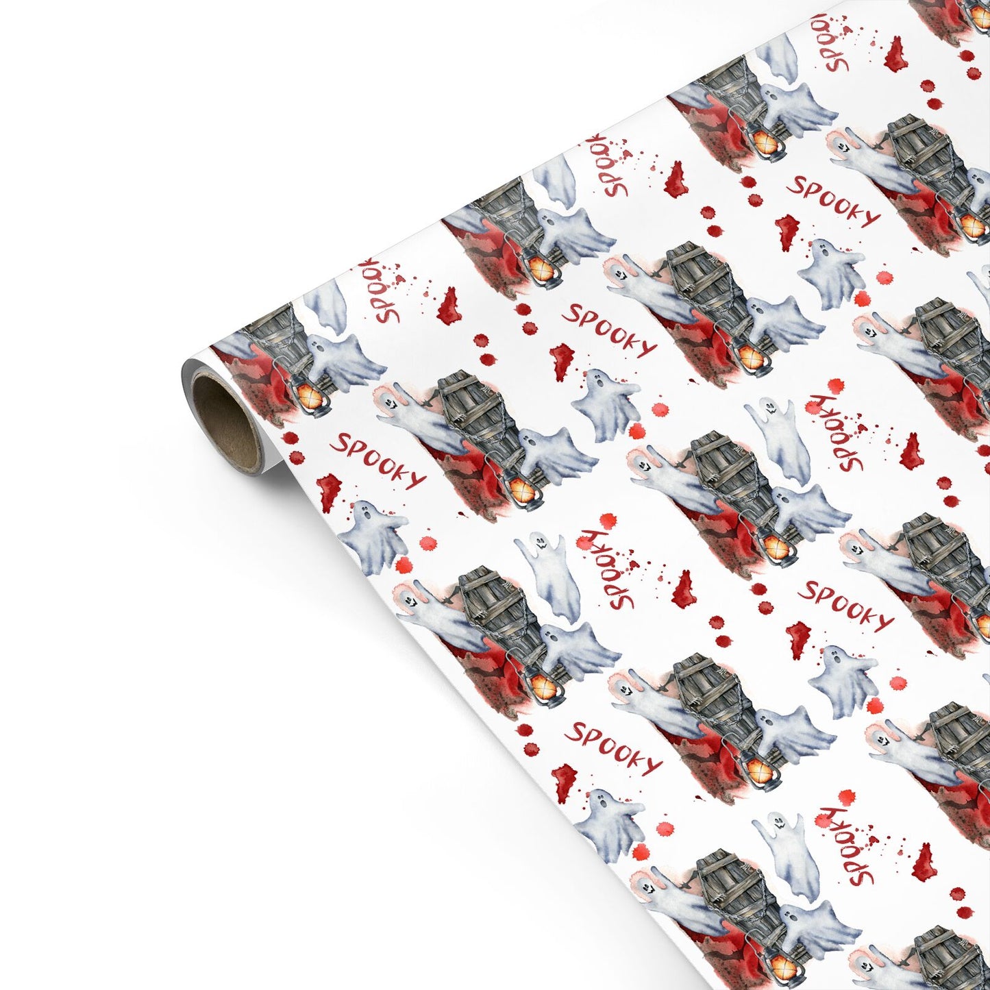 Spooky Coffin Ghosts Personalised Gift Wrap