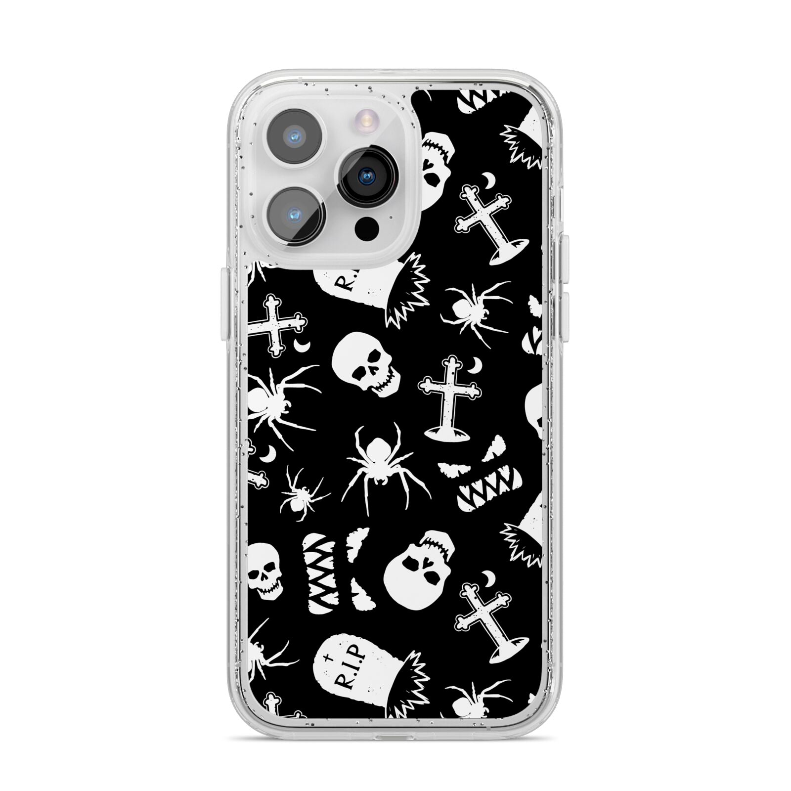 Spooky Illustrations iPhone 14 Pro Max Glitter Tough Case Silver