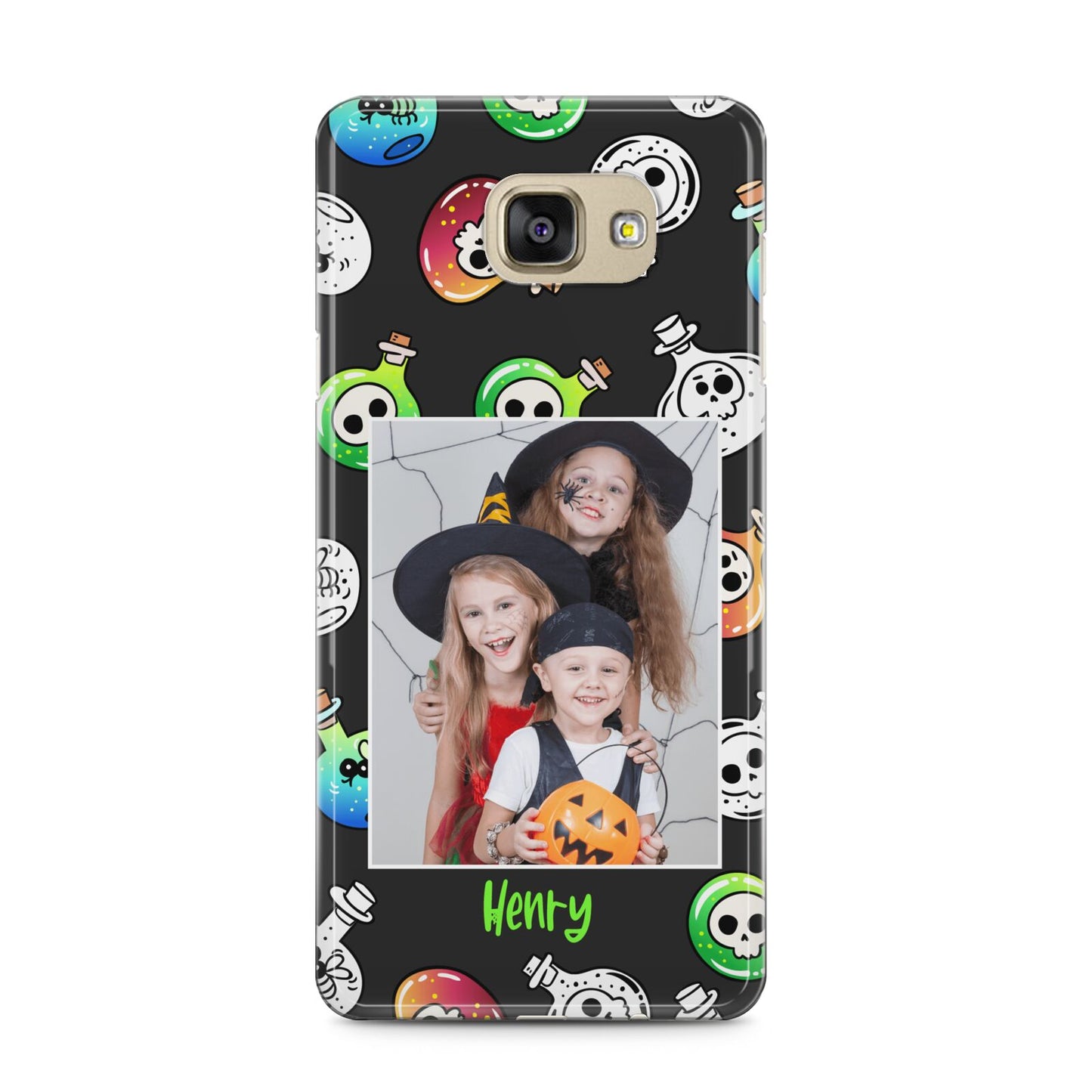 Spooky Potions Halloween Photo Upload Samsung Galaxy A5 2016 Case on gold phone