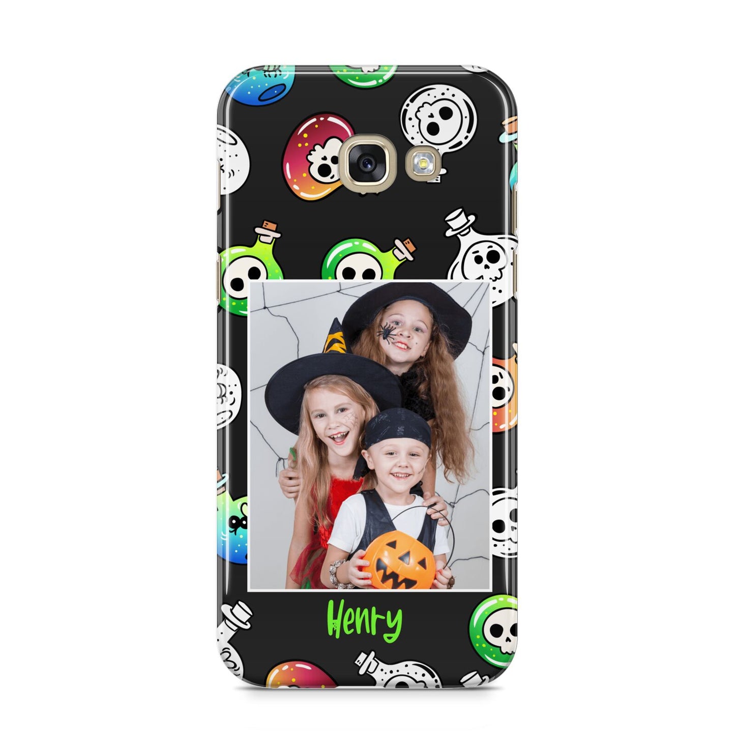 Spooky Potions Halloween Photo Upload Samsung Galaxy A5 2017 Case on gold phone